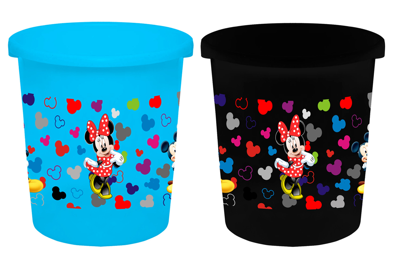 Kuber Industries Disney Team Mickey Print Plastic 2 Pieces Garbage Waste Dustbin/Recycling Bin for Home, Office, Factory, 5 Liters (Blue & Black) -HS_35_KUBMART17359