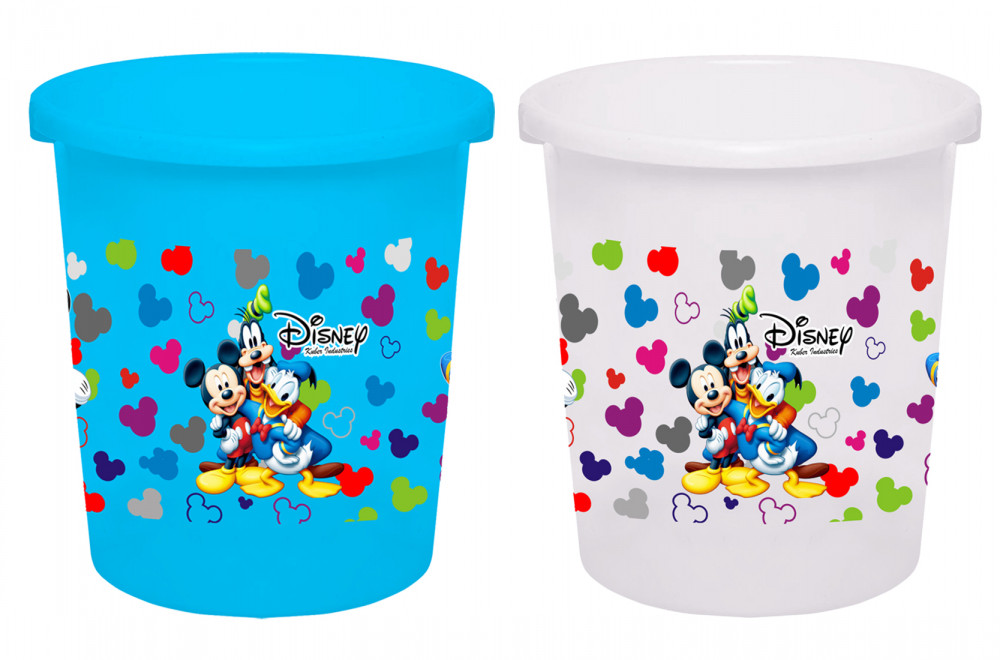 Kuber Industries Disney Team Mickey Print Plastic 2 Pieces Garbage Waste Dustbin/Recycling Bin for Home, Office, Factory, 5 Liters (Blue &amp; White) -HS_35_KUBMART17361