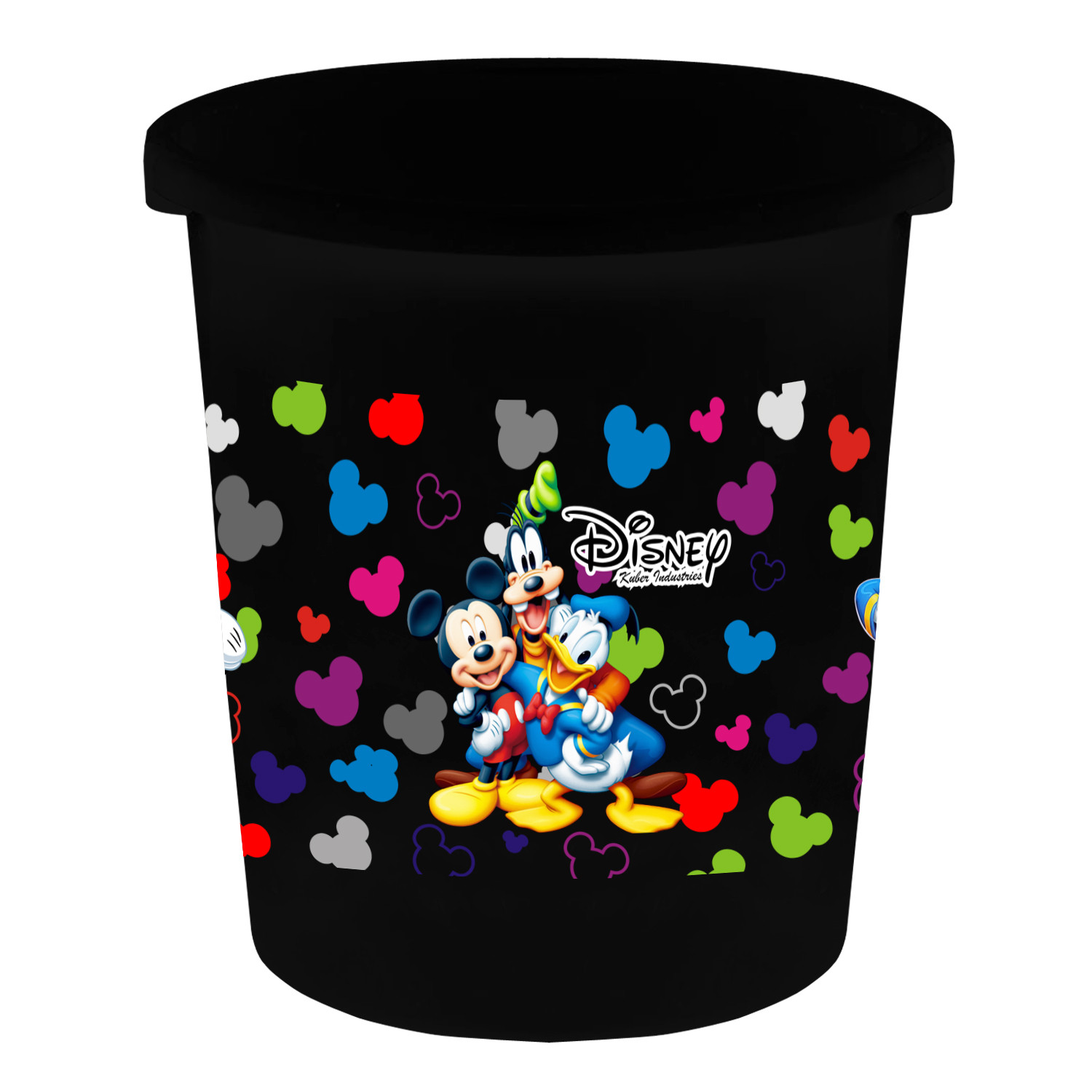 Kuber Industries Disney Team Mickey Print Plastic 2 Pieces Garbage Waste Dustbin/Recycling Bin for Home, Office, Factory, 5 Liters (Black & White) -HS_35_KUBMART17363