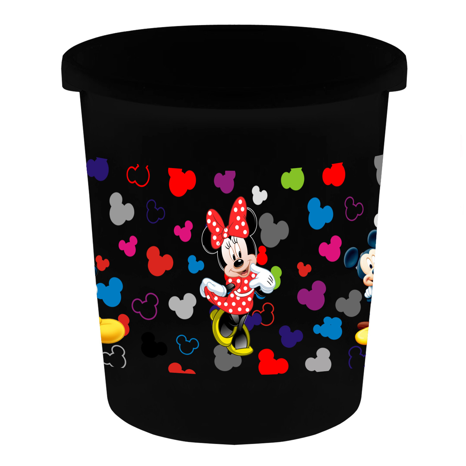 Kuber Industries Disney Team Mickey Print Plastic 2 Pieces Garbage Waste Dustbin/Recycling Bin for Home, Office, Factory, 5 Liters (Black & White) -HS_35_KUBMART17363