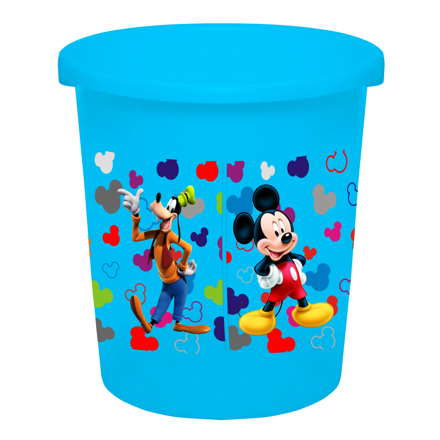 Kuber Industries Disney Team Mickey Print Plastic 3 Pieces Garbage Waste Dustbin/Recycling Bin for Home, Office, Factory, 5 Liters (Cream & Blue & Black) -HS_35_KUBMART17371