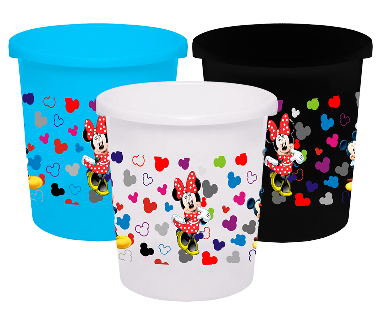 Kuber Industries Disney Team Mickey Print Plastic 3 Pieces Garbage Waste Dustbin/Recycling Bin for Home, Office, Factory, 5 Liters (Blue & Black & White) -HS_35_KUBMART17375