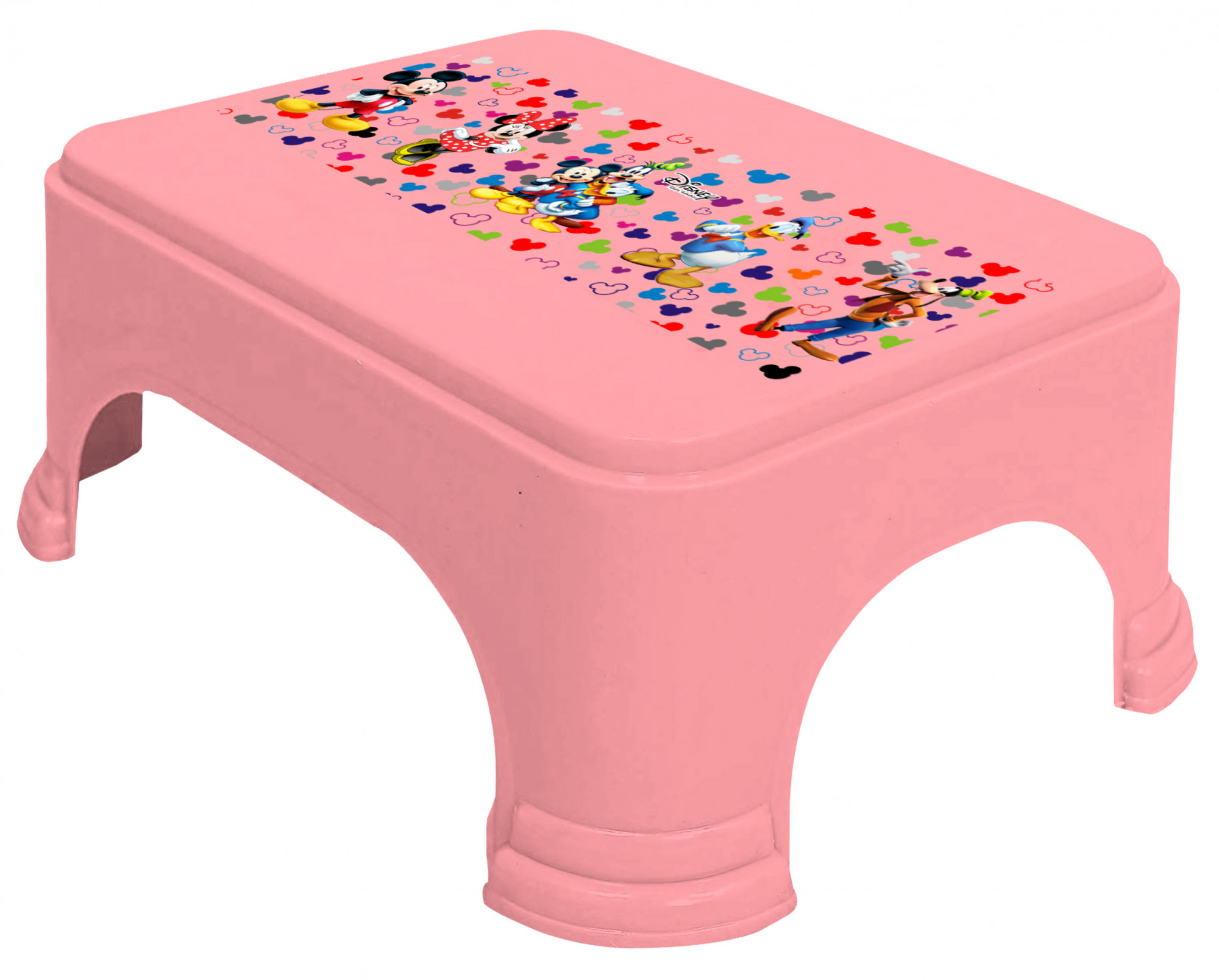 Kuber Industries Disney Team Mickey Print Plastic Bathroom Set of 5 Pieces with Bucket, Tub, Stool, Dustbin & Mug (Pink)-KUBMART15273 -HS_35_KUBMART17521