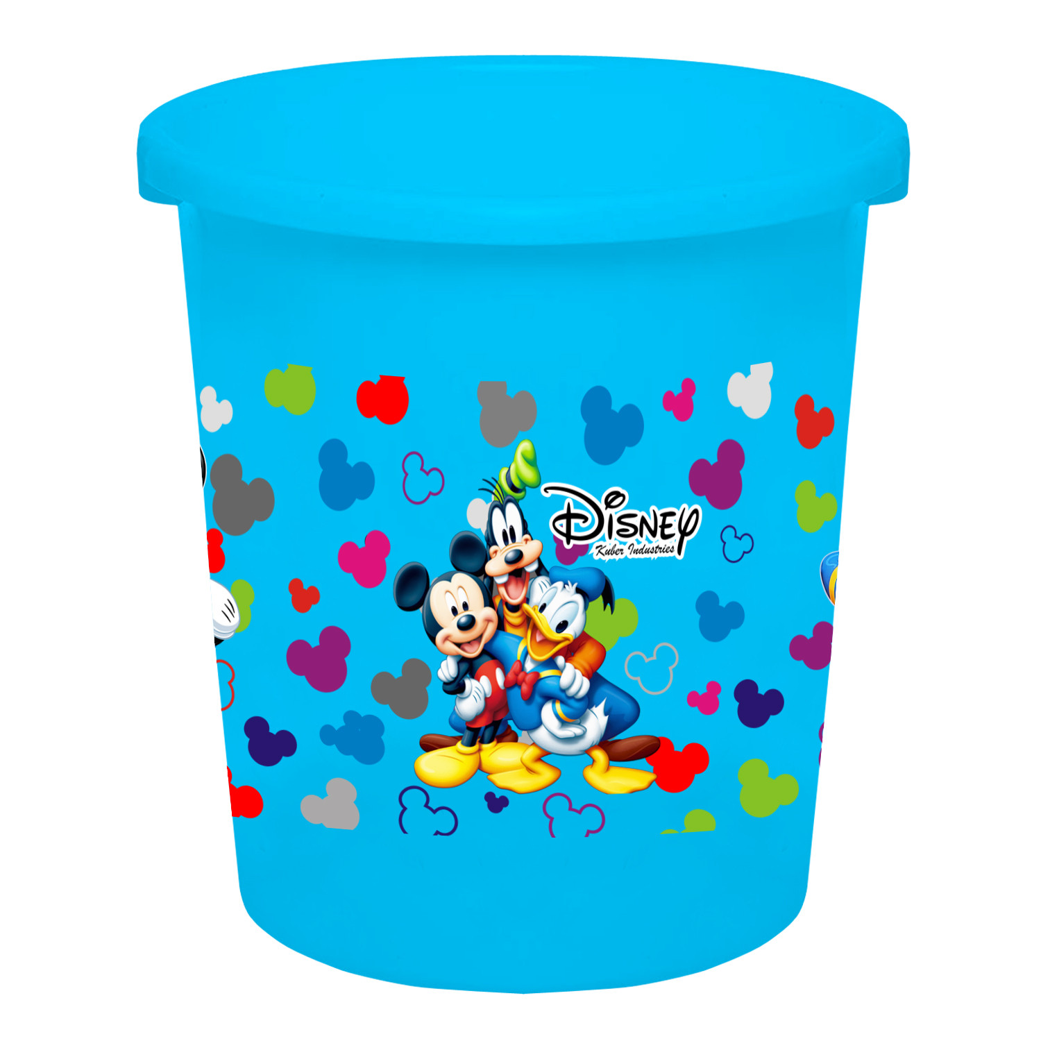 Kuber Industries Disney Team Mickey Print Plastic Bathroom Set of 5 Pieces with Bucket, Tub, Stool, Dustbin & Mug (Blue)-KUBMART15273 -HS_35_KUBMART17525