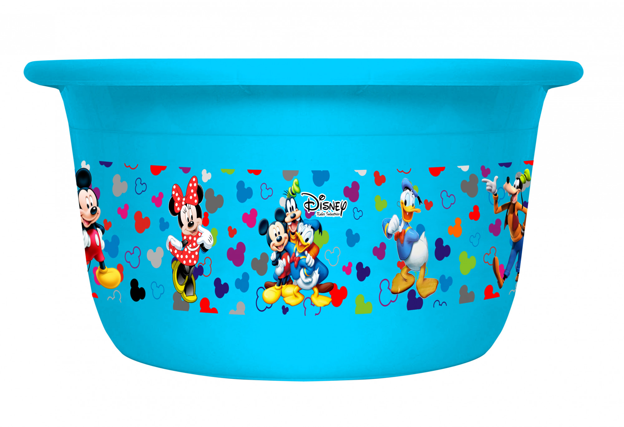 Kuber Industries Disney Team Mickey Print Plastic Bathroom Set of 5 Pieces with Bucket, Tub, Stool, Dustbin & Mug (Blue)-KUBMART15273 -HS_35_KUBMART17525