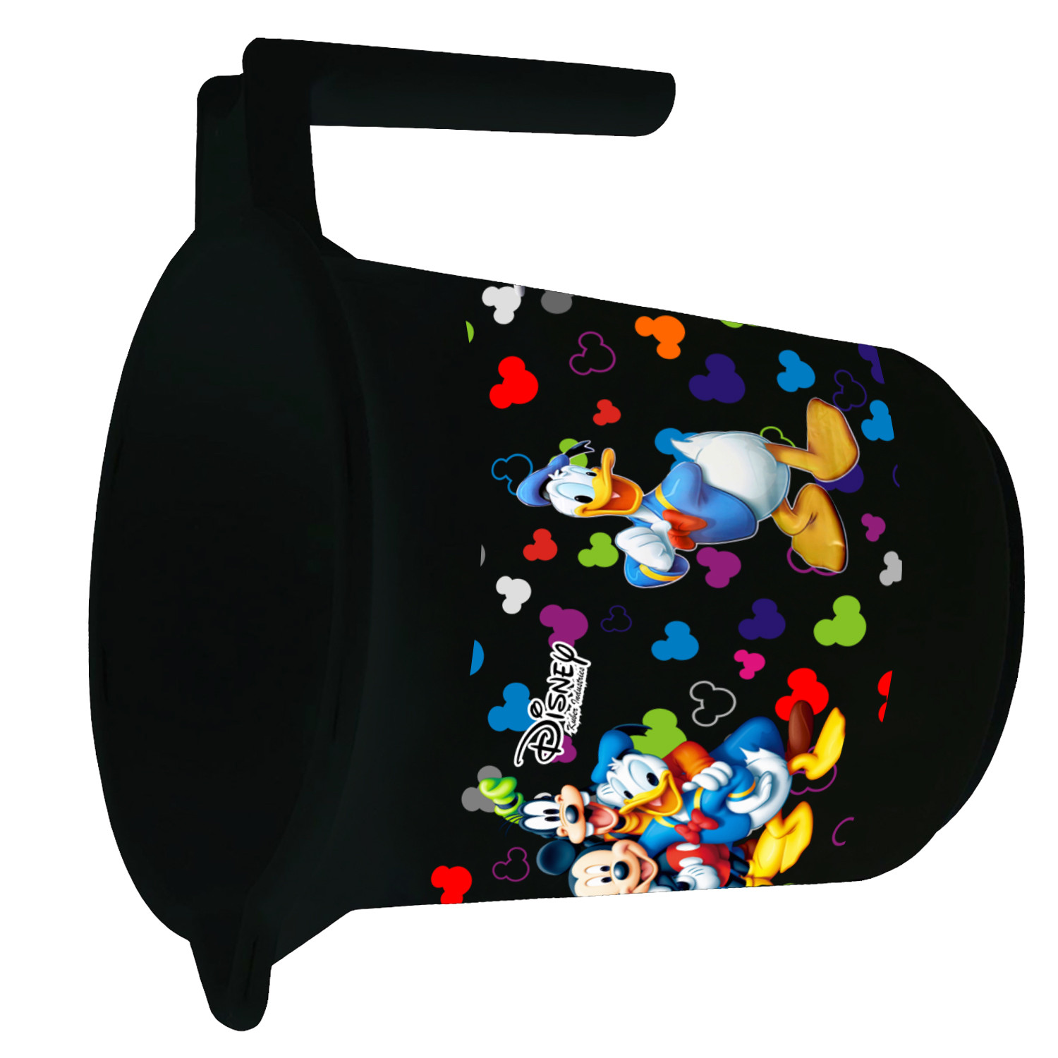 Kuber Industries Disney Team Mickey Print Plastic Bathroom Set of 5 Pieces with Bucket, Tub, Stool, Dustbin & Mug (Black)-KUBMART15273 -HS_35_KUBMART17527