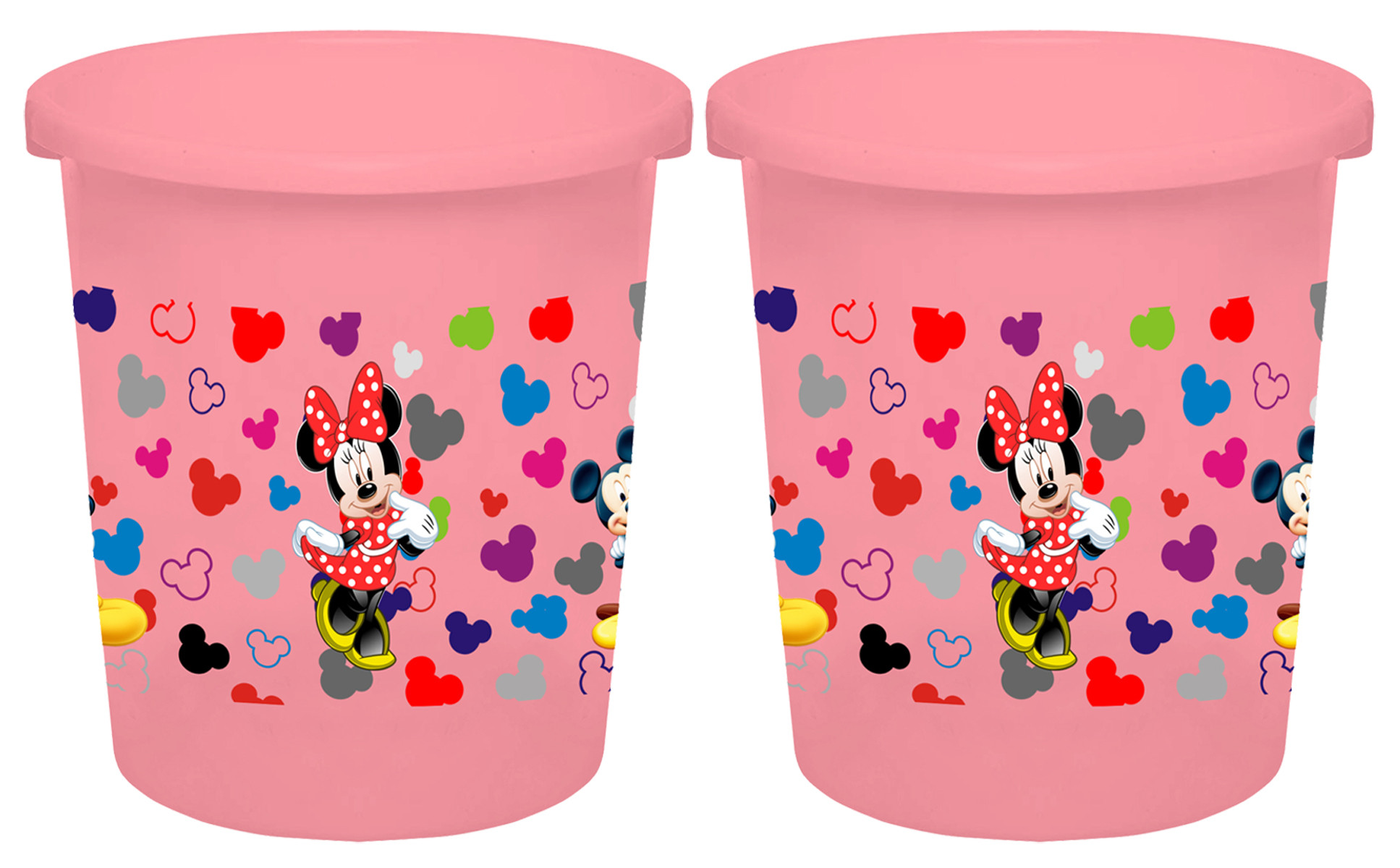 Kuber Industries Disney Team Mickey Print Plastic Garbage Waste Dustbin/Recycling Bin for Home, Office, Factory, 5 Liters (Pink) -HS_35_KUBMART17315