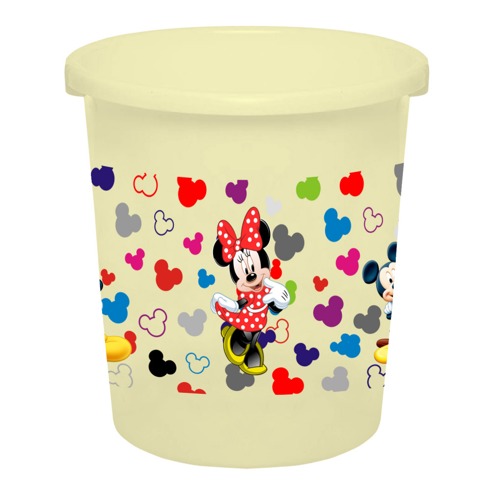 Kuber Industries Disney Team Mickey Print Plastic Garbage Waste Dustbin/Recycling Bin for Home, Office, Factory, 5 Liters (Cream) -HS_35_KUBMART17321