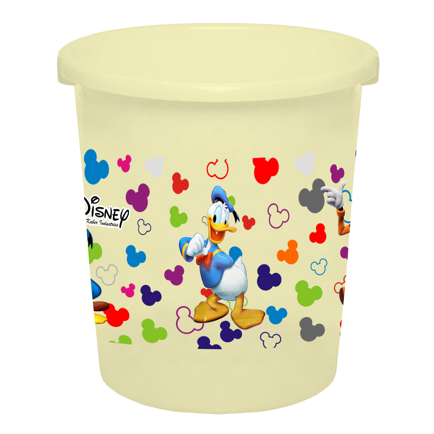 Kuber Industries Disney Team Mickey Print Plastic Garbage Waste Dustbin/Recycling Bin for Home, Office, Factory, 5 Liters (Cream) -HS_35_KUBMART17321