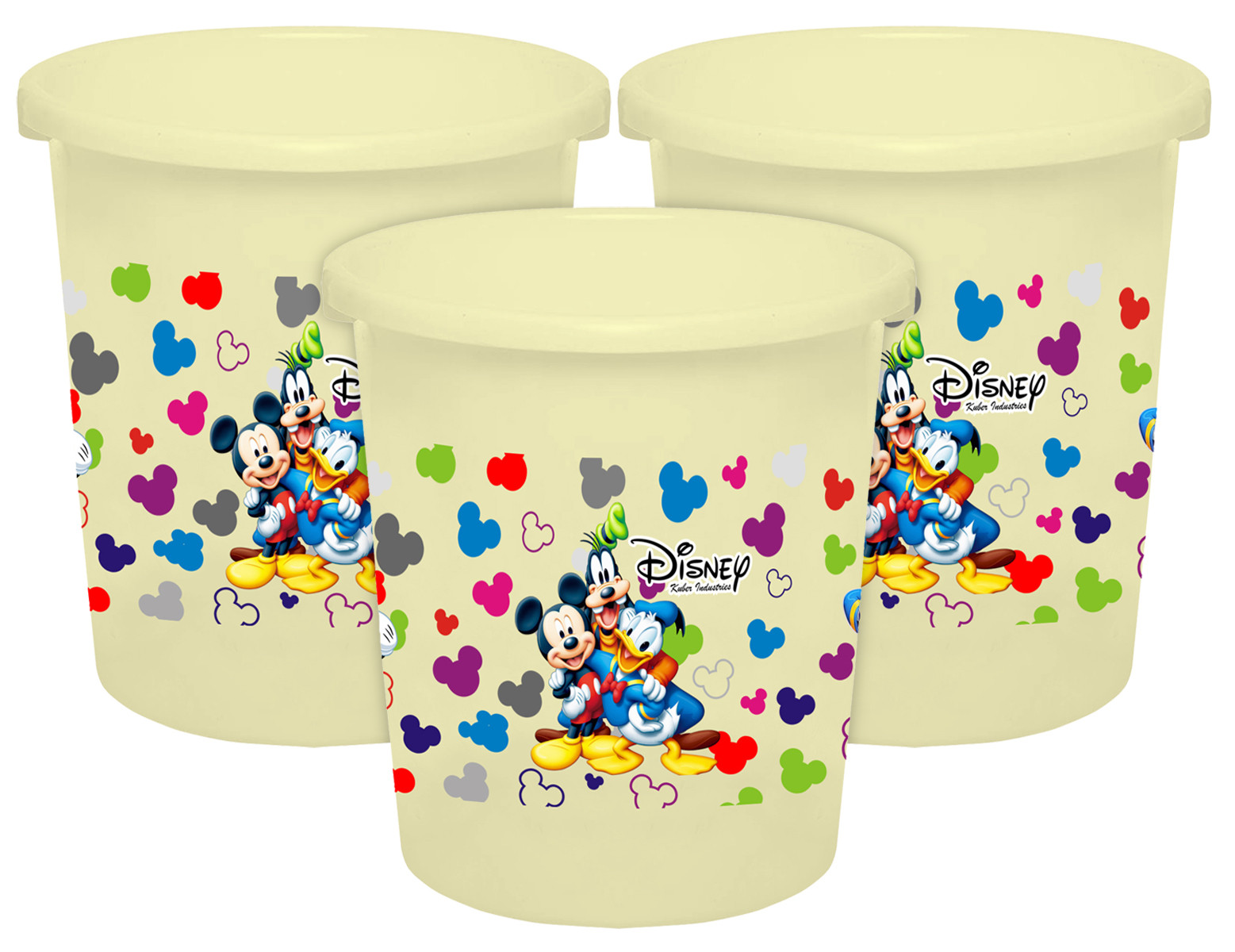 Kuber Industries Disney Team Mickey Print Plastic Garbage Waste Dustbin/Recycling Bin for Home, Office, Factory, 5 Liters (Cream) -HS_35_KUBMART17321