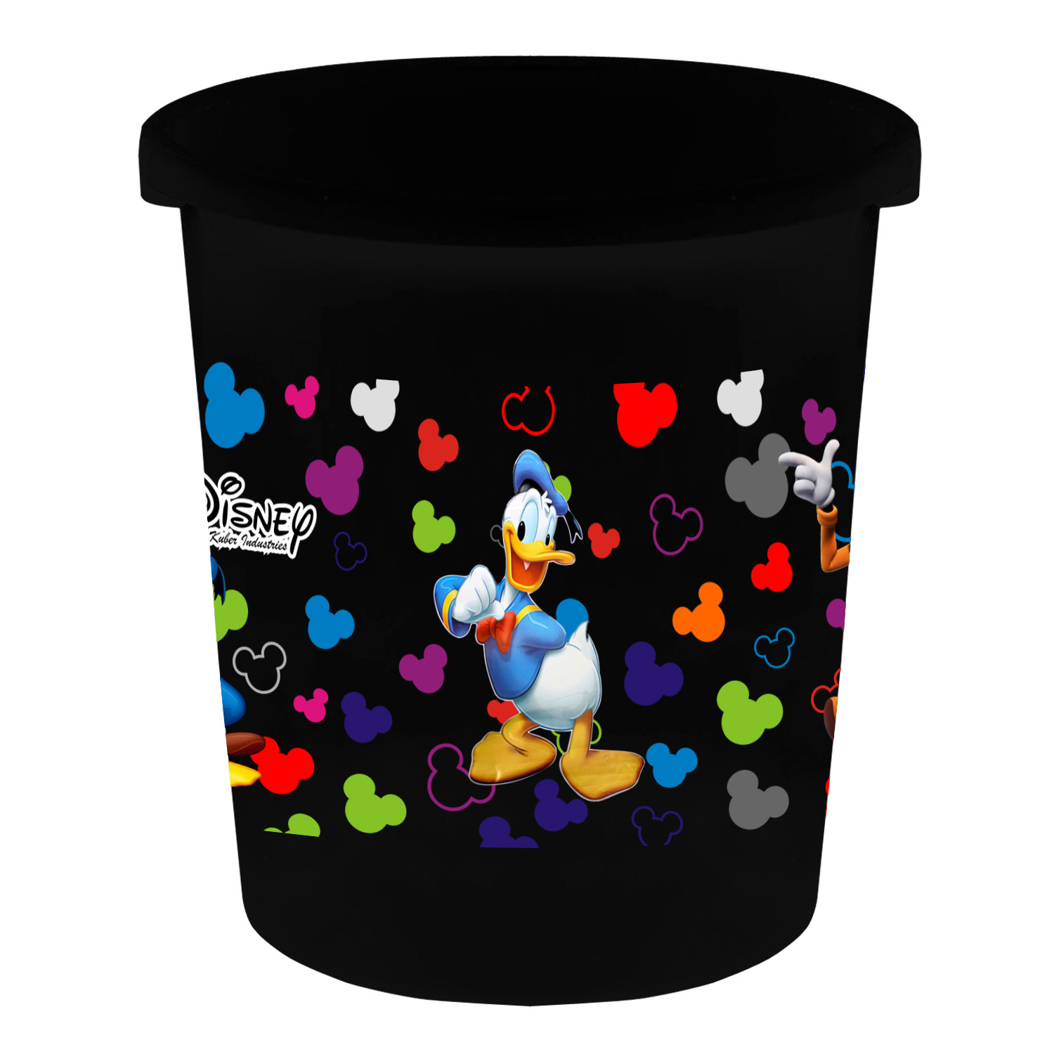 Kuber Industries Disney Team Mickey Print Plastic Garbage Waste Dustbin/Recycling Bin for Home, Office, Factory, 5 Liters (Black) -HS_35_KUBMART17333