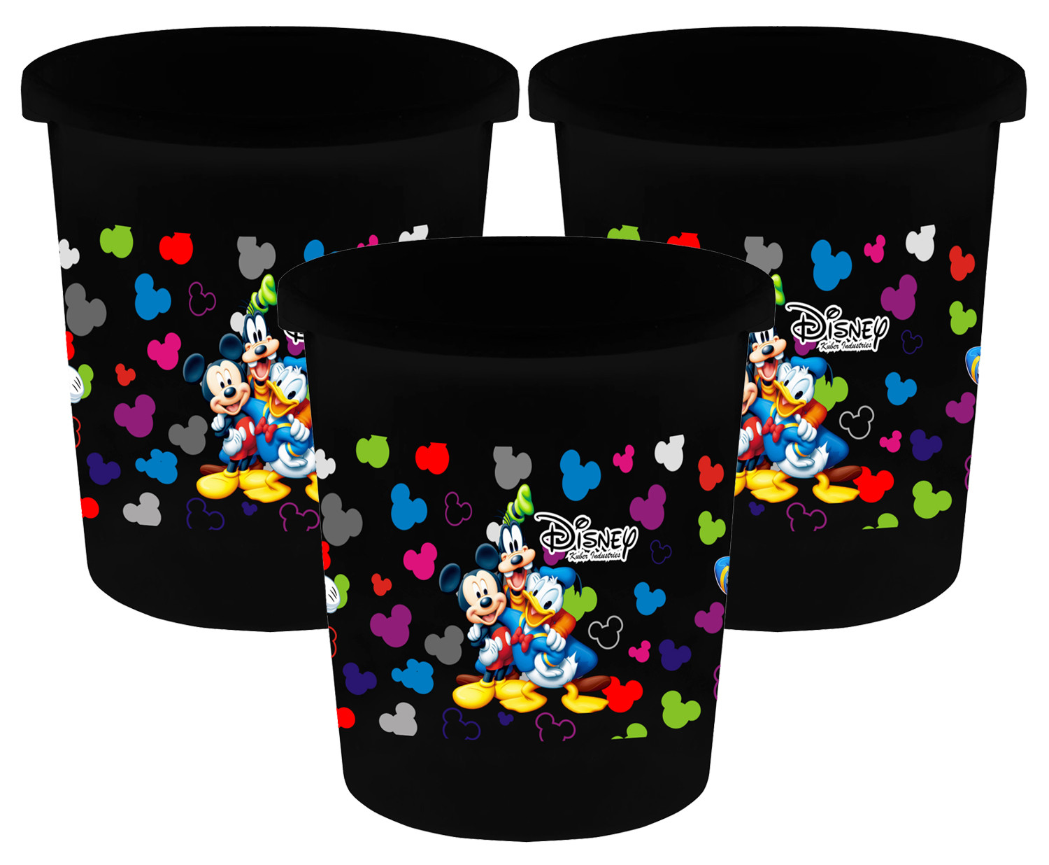 Kuber Industries Disney Team Mickey Print Plastic Garbage Waste Dustbin/Recycling Bin for Home, Office, Factory, 5 Liters (Black) -HS_35_KUBMART17333