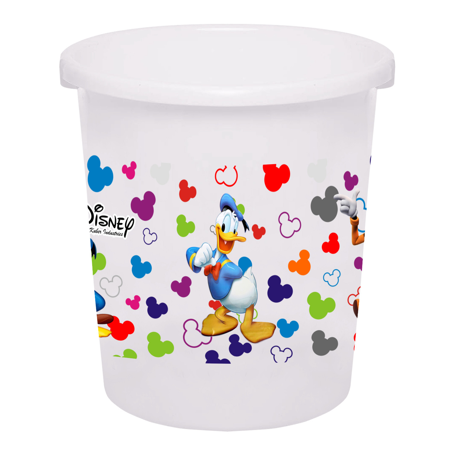 Kuber Industries Disney Team Mickey Print Plastic Garbage Waste Dustbin/Recycling Bin for Home, Office, Factory, 5 Liters (White) -HS_35_KUBMART17339