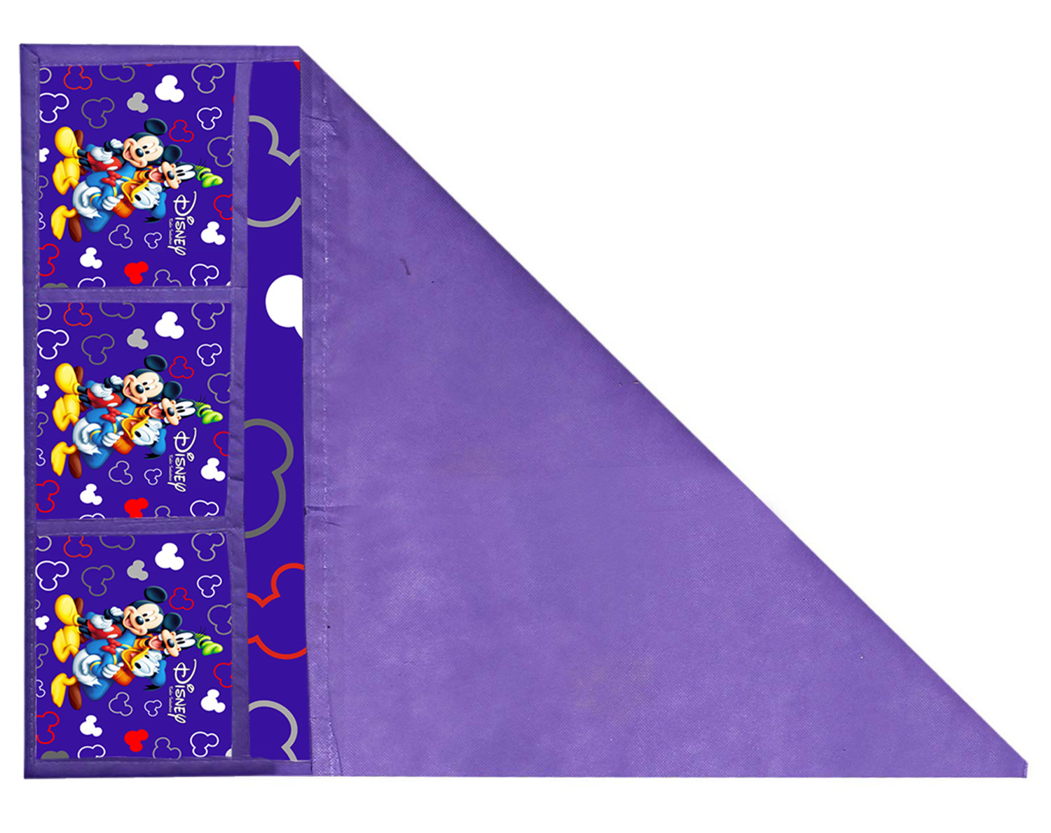 Kuber Industries Disney Team Mickey Print Silk Special long Crush 3-Layered Fridge/Refrigerator Top Cover with 6 Utility Pockets,Royal Blue