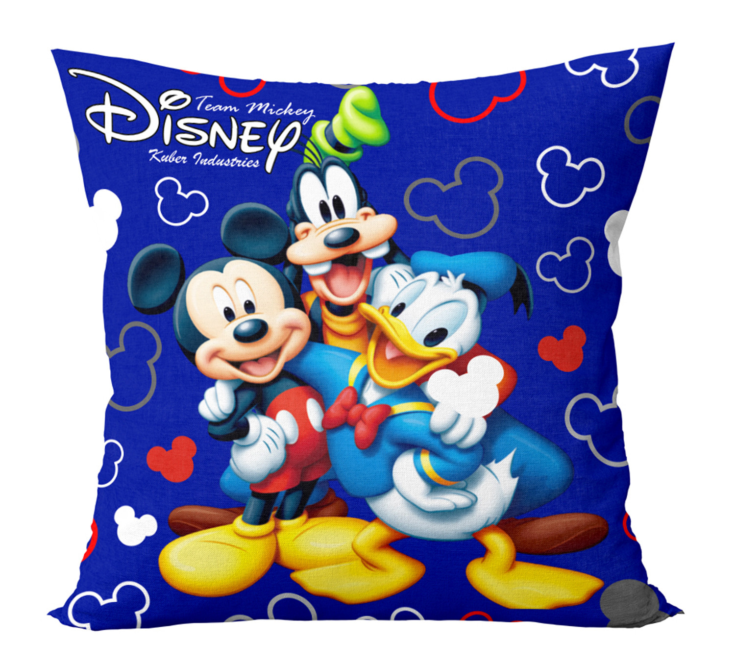Kuber Industries Disney Team Mickey Print Silk Special long Crush Bolster Cover & Cushion Cover Set Of 5 Pcs (Royal Blue)