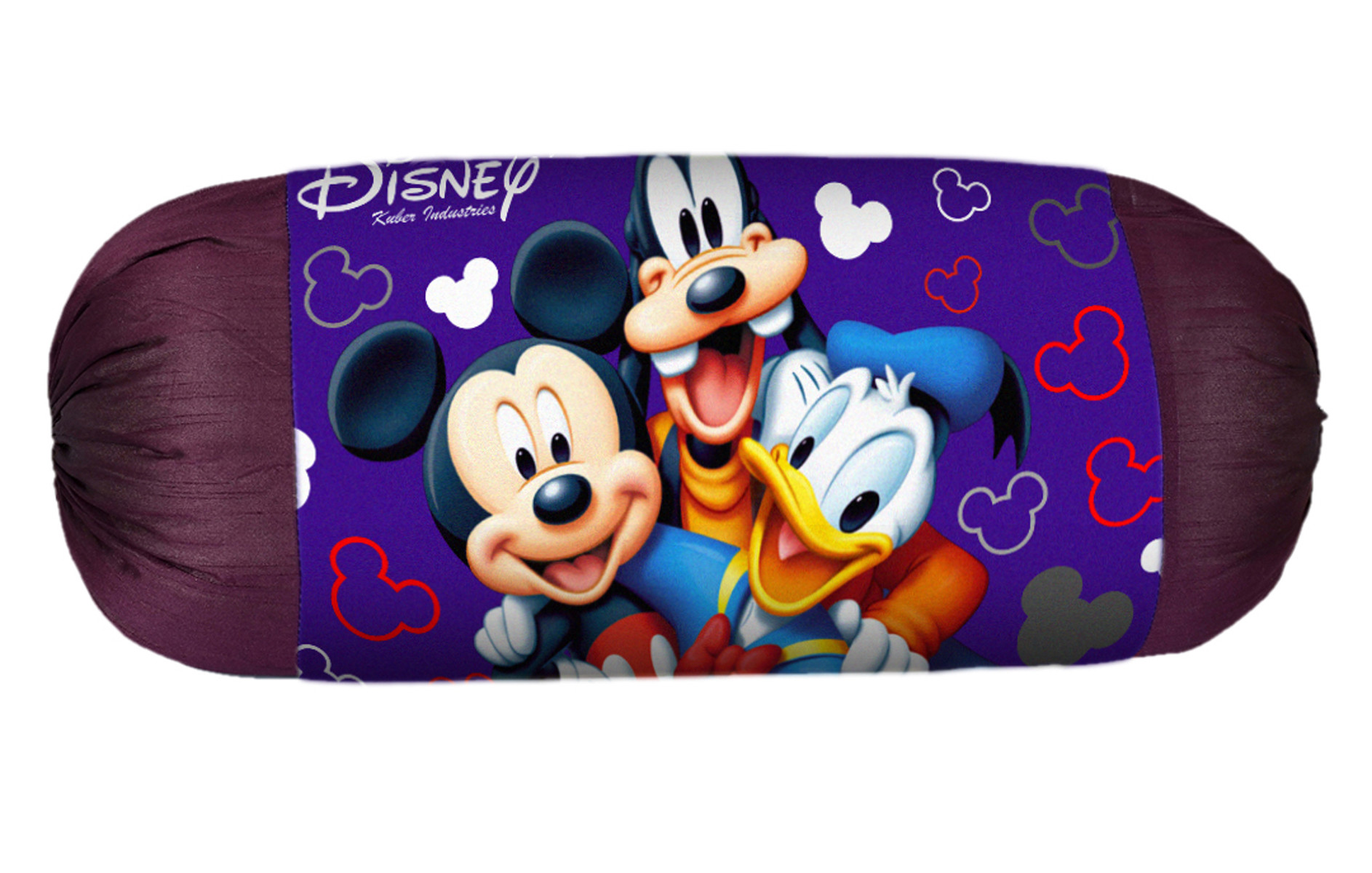 Kuber Industries Disney Team Mickey Print Silk Special long Crush Bolster Cover & Cushion Cover Set Of 5 Pcs (Royal Blue)