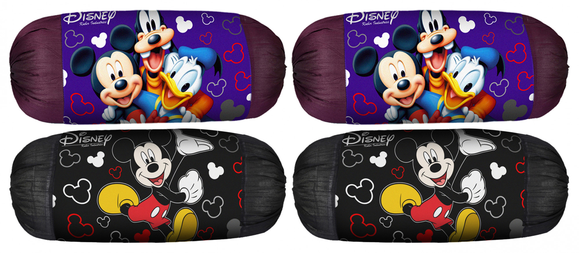 Kuber Industries Disney Team Mickey Print Silk Special long Crush Bolster Cover-Royal Blue & Black