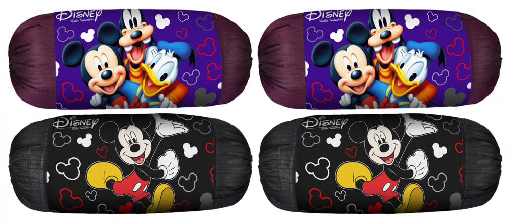 Kuber Industries Disney Team Mickey Print Silk Special long Crush Bolster Cover-Royal Blue &amp; Black