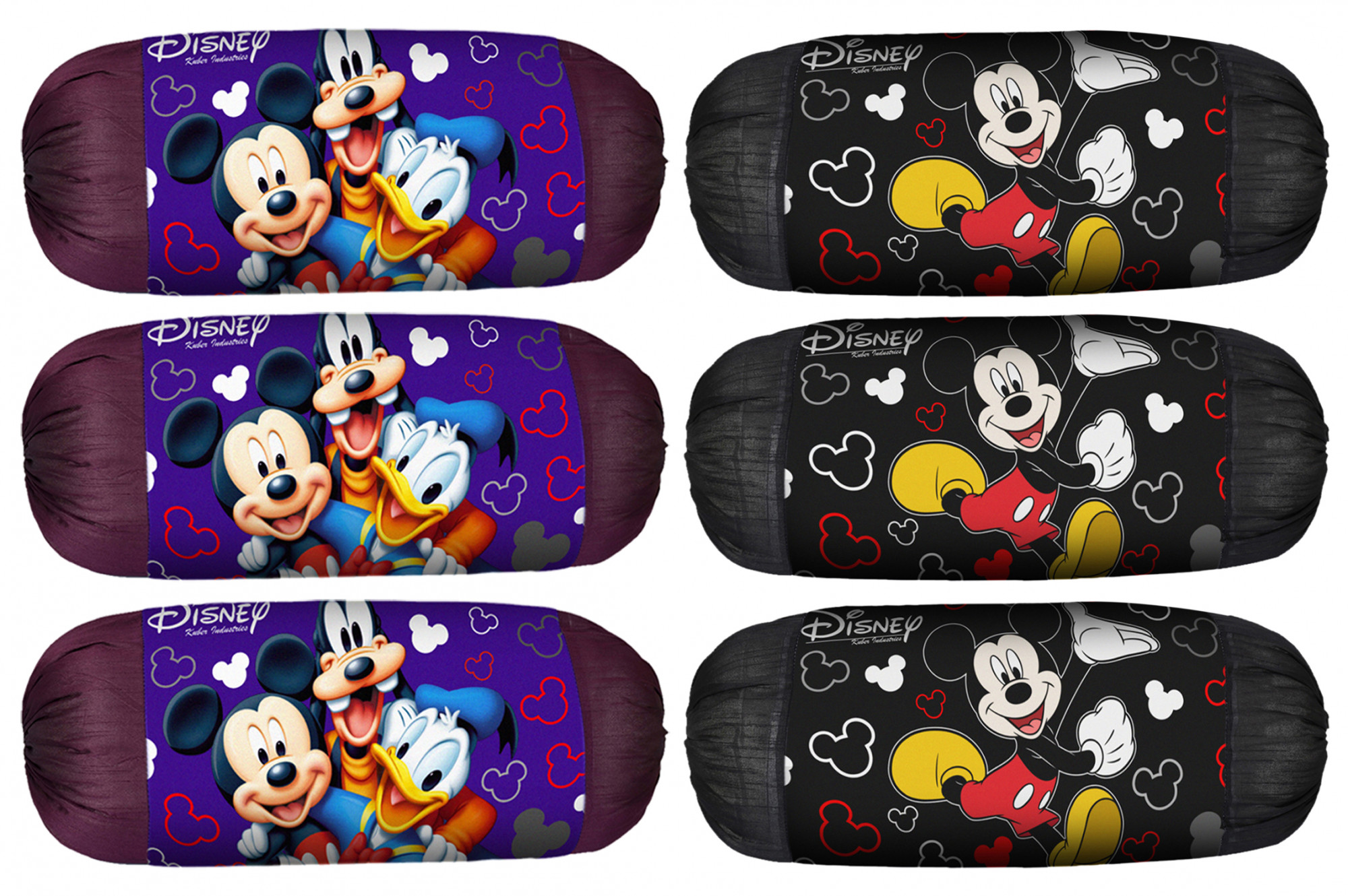 Kuber Industries Disney Team Mickey Print Silk Special long Crush Bolster Cover-Royal Blue & Black