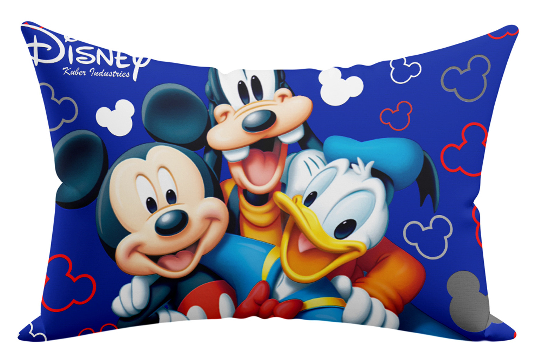 Kuber Industries Disney Team Mickey Print Silk Special long Crush Pillow Cover- Set of 3, Black & Royal Blue