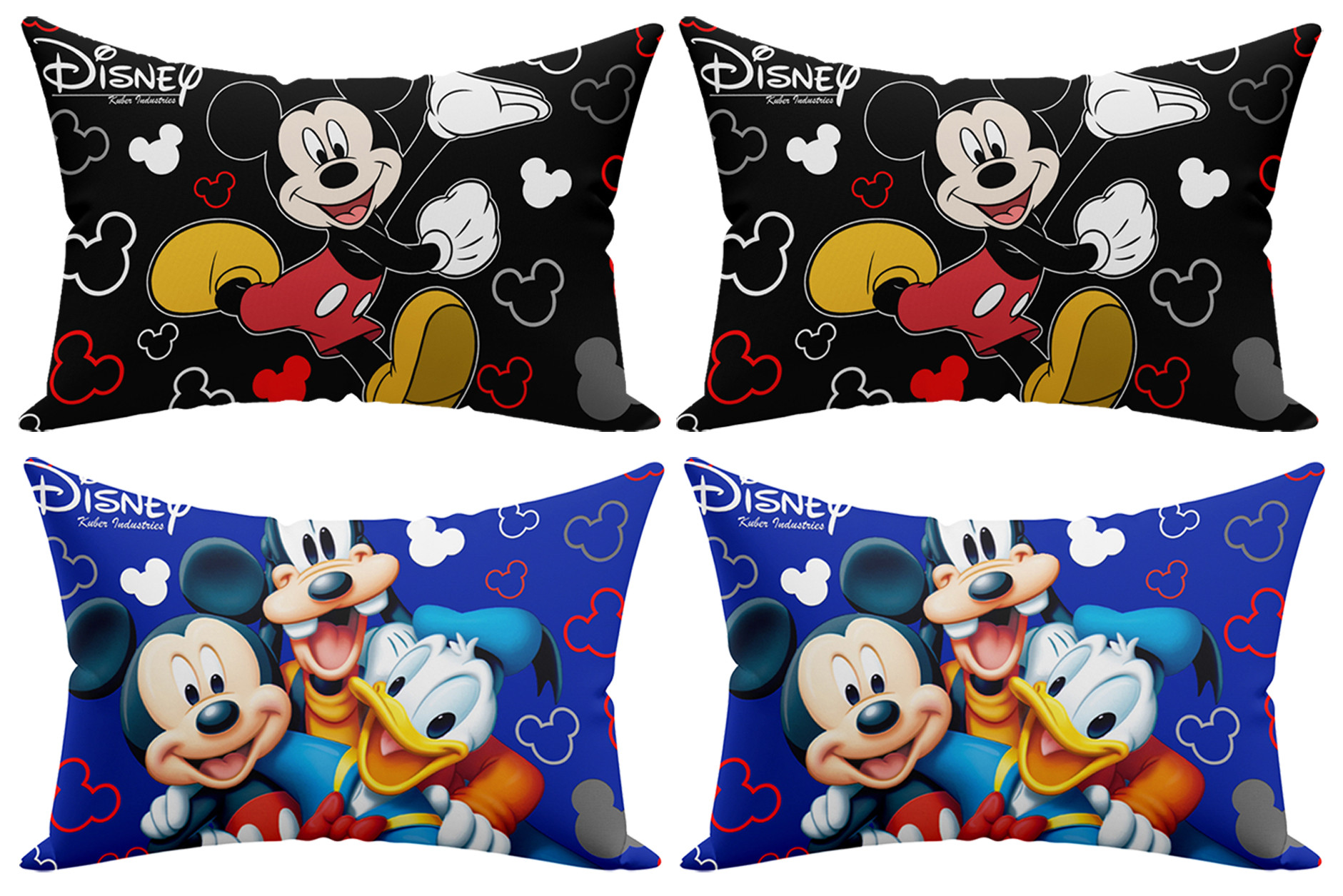 Kuber Industries Disney Team Mickey Print Silk Special long Crush Pillow Cover-Black & Royal Blue