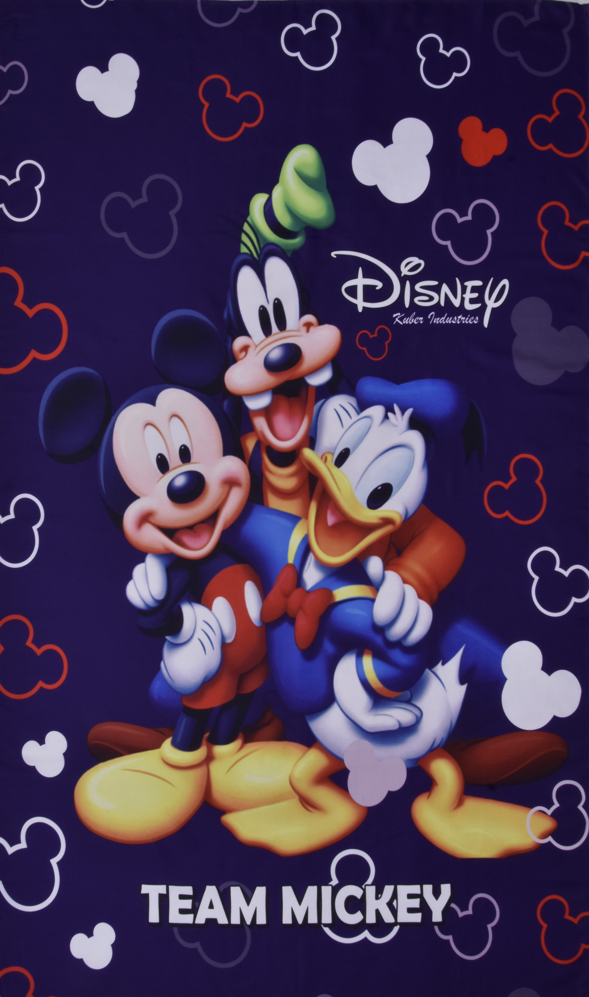 Kuber Industries Disney Team Mickey Print Silk Special long Crush Single Bedsheet with 1 Pillow Cover (Royal Blue)