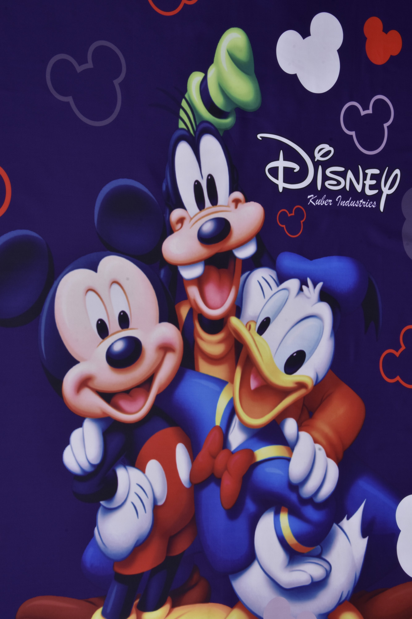 Kuber Industries Disney Team Mickey Print Silk Special long Crush Single Bedsheet with 1 Pillow Cover (Royal Blue)