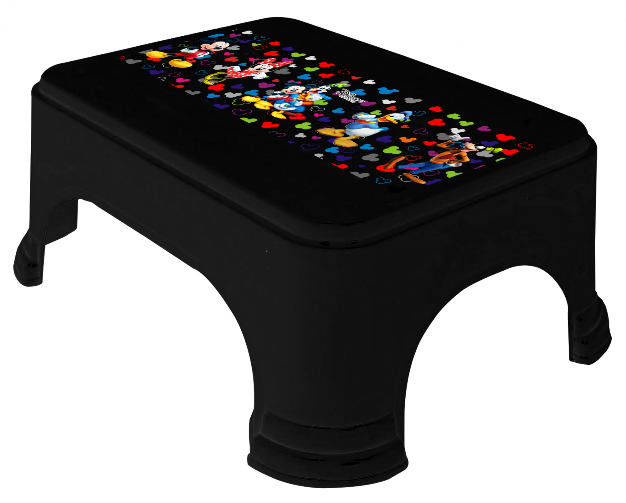 Kuber Industries Disney Team Mickey Print Square Plastic Bathroom Stool (Black) -HS_35_KUBMART17271