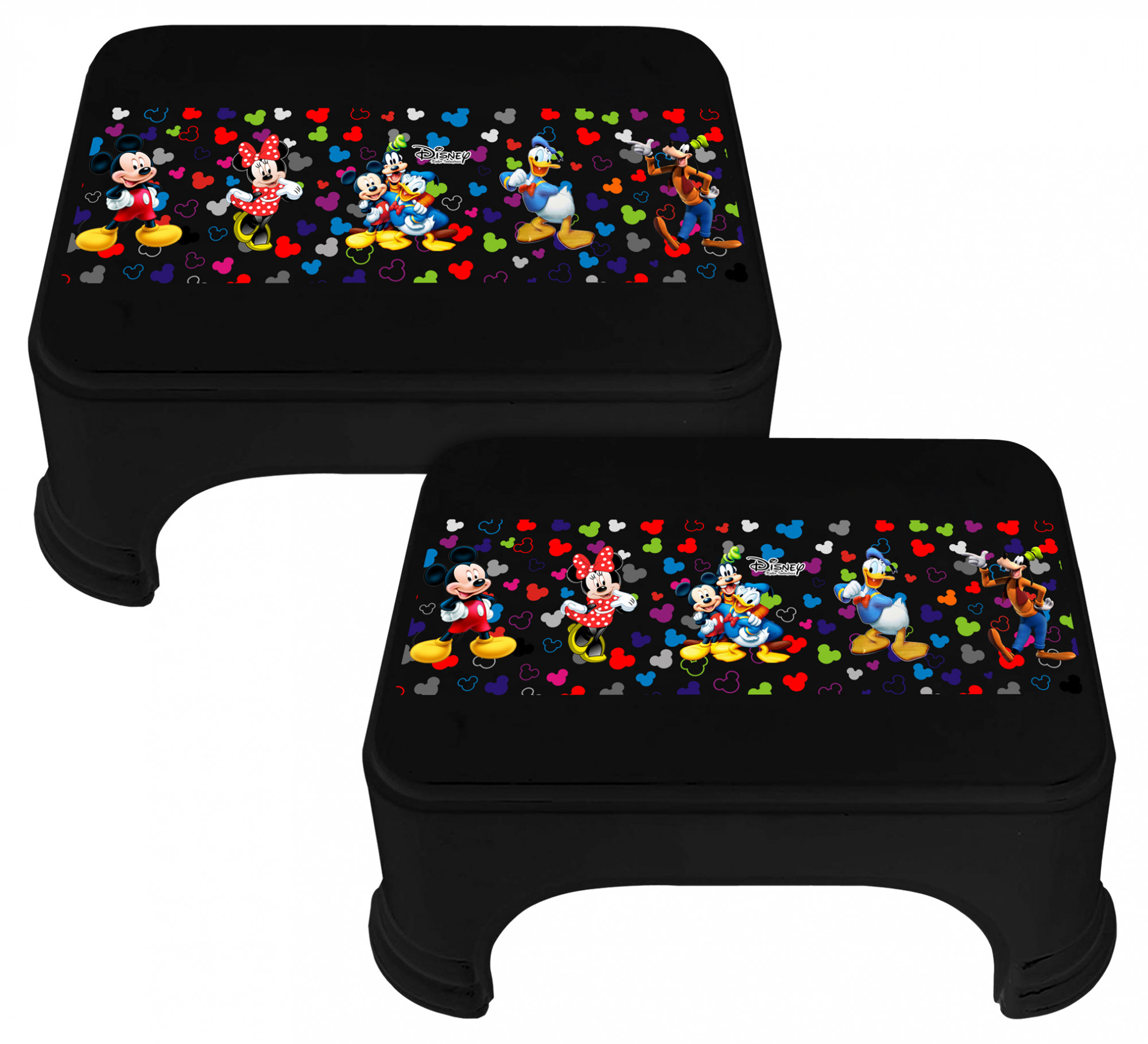 Kuber Industries Disney Team Mickey Print Square Plastic Bathroom Stool (Black) -HS_35_KUBMART17271