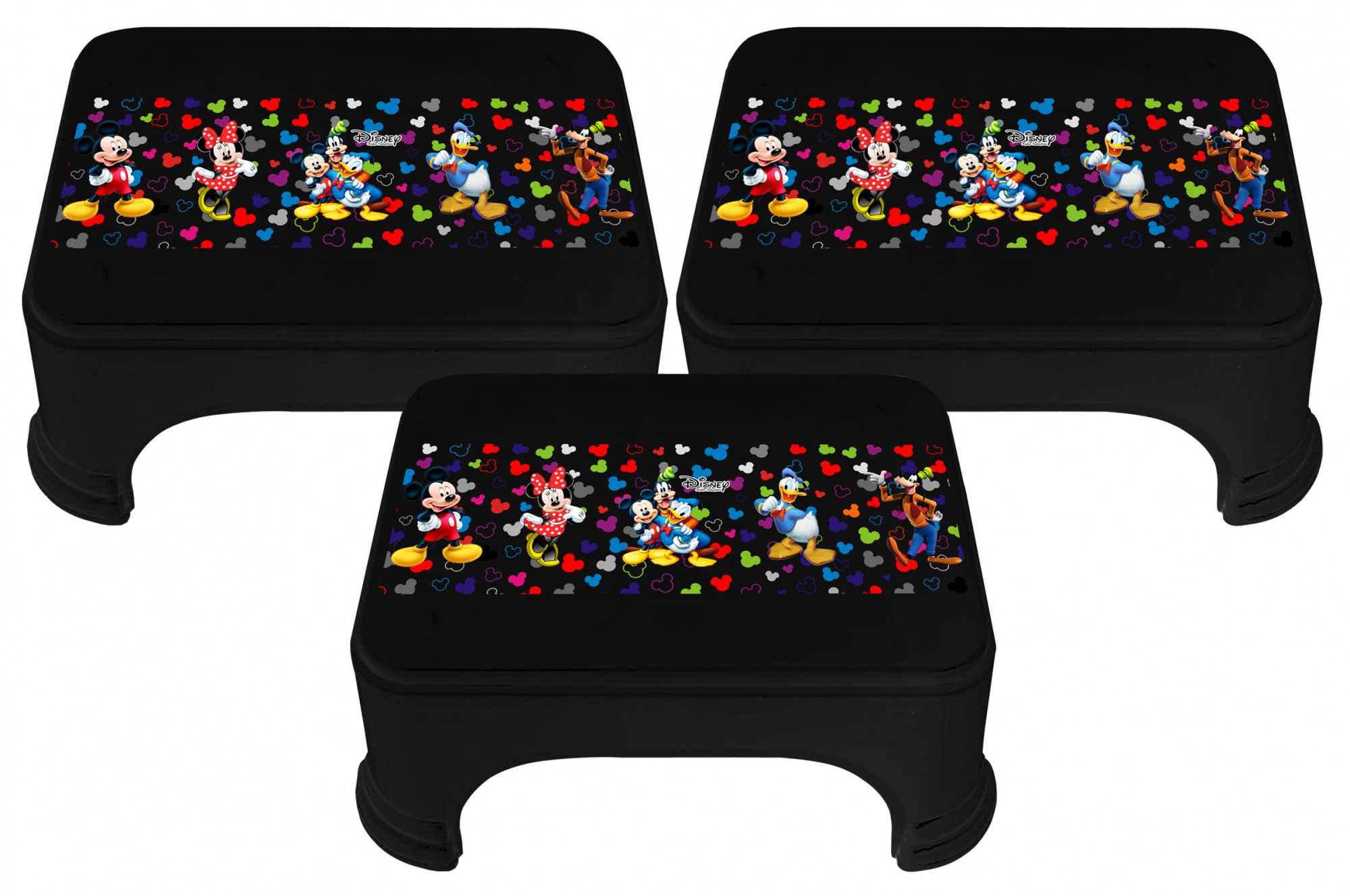Kuber Industries Disney Team Mickey Print Square Plastic Bathroom Stool (Black) -HS_35_KUBMART17271
