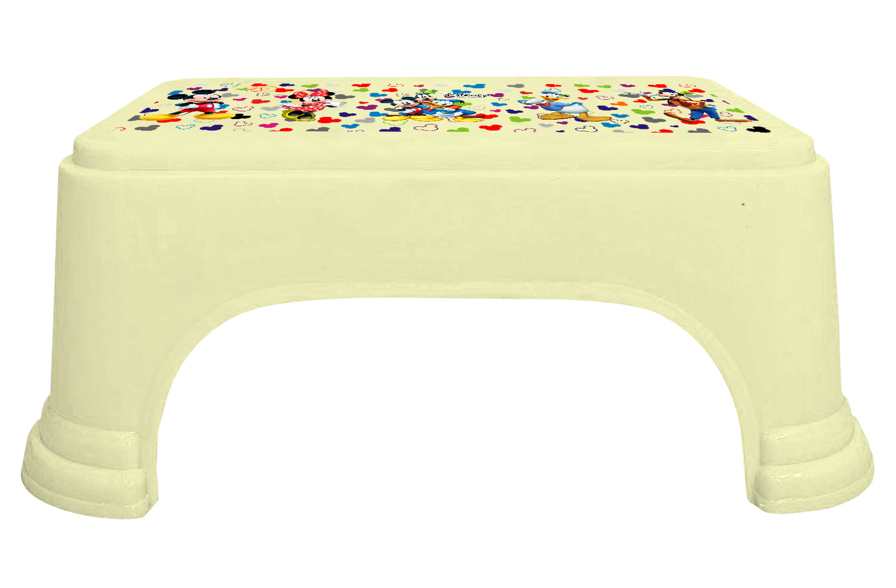 Kuber Industries Disney Team Mickey Print Square Plastic Bathroom Stool (Cream) -HS_35_KUBMART17259