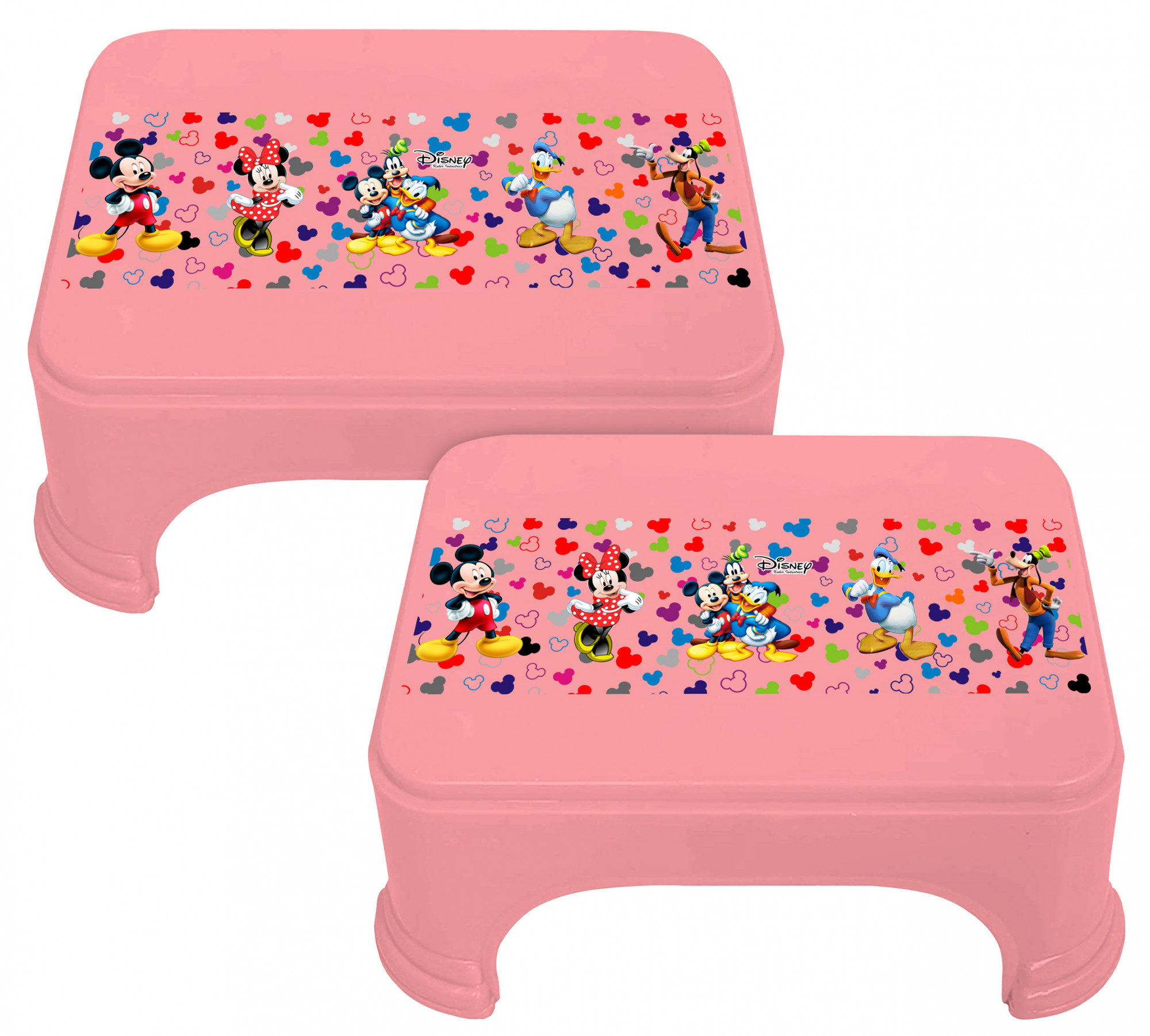 Kuber Industries Disney Team Mickey Print Square Plastic Bathroom Stool (Pink) -HS_35_KUBMART17253
