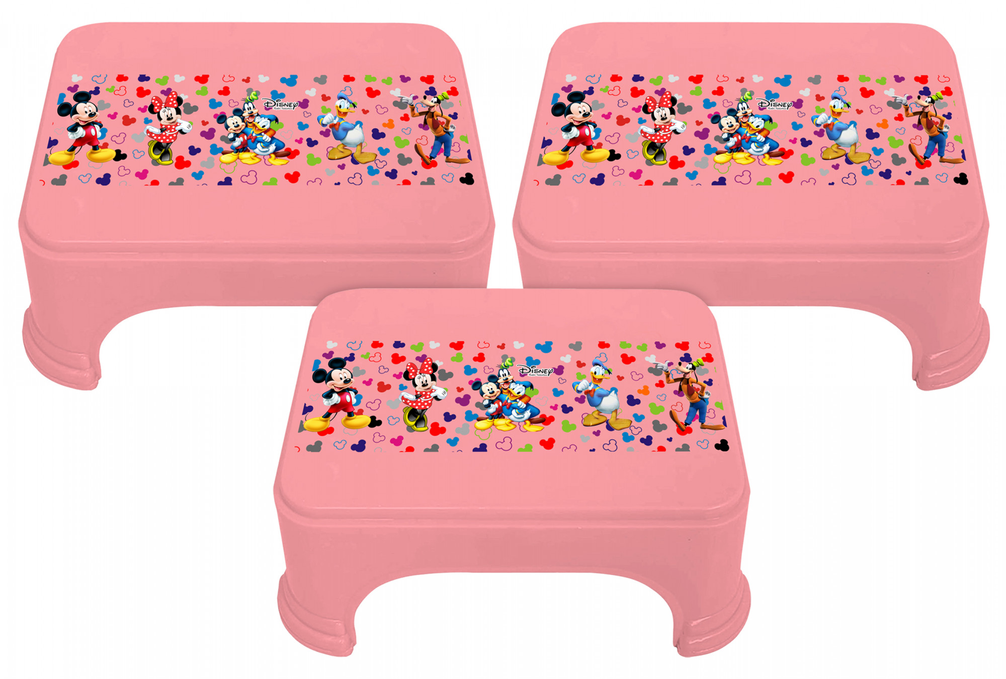 Kuber Industries Disney Team Mickey Print Square Plastic Bathroom Stool (Pink) -HS_35_KUBMART17253