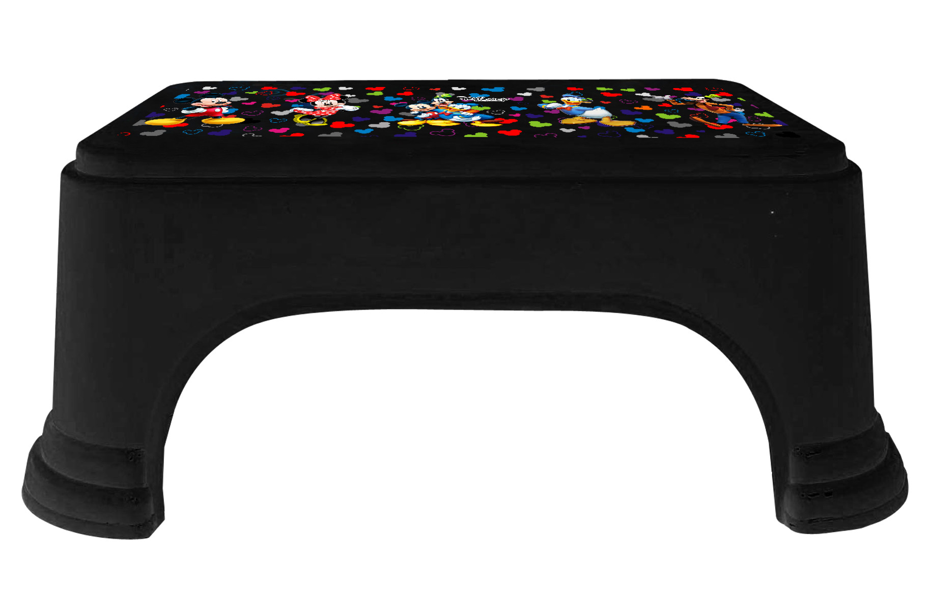 Kuber Industries Disney Team Mickey Print Square Plastic Bathroom Stool (Set of 2, Black & White) -HS_35_KUBMART17301