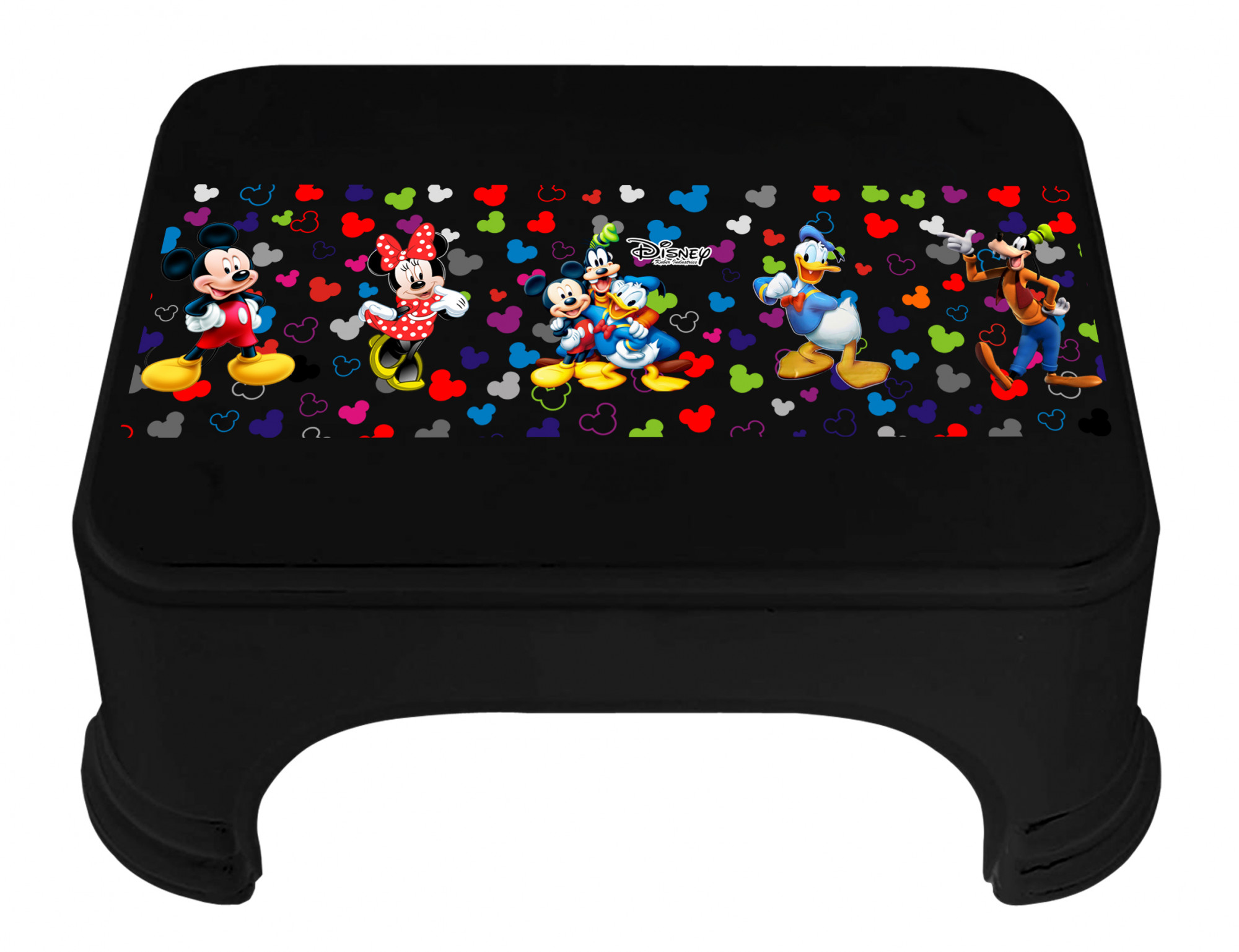 Kuber Industries Disney Team Mickey Print Square Plastic Bathroom Stool (Set of 2, Pink & Black) -HS_35_KUBMART17287