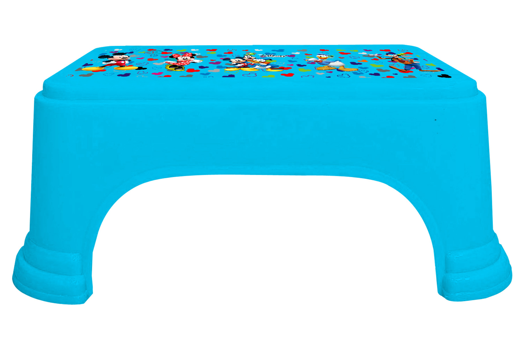 Kuber Industries Disney Team Mickey Print Square Plastic Bathroom Stool (Set of 3, Cream & Blue & White) -HS_35_KUBMART17311