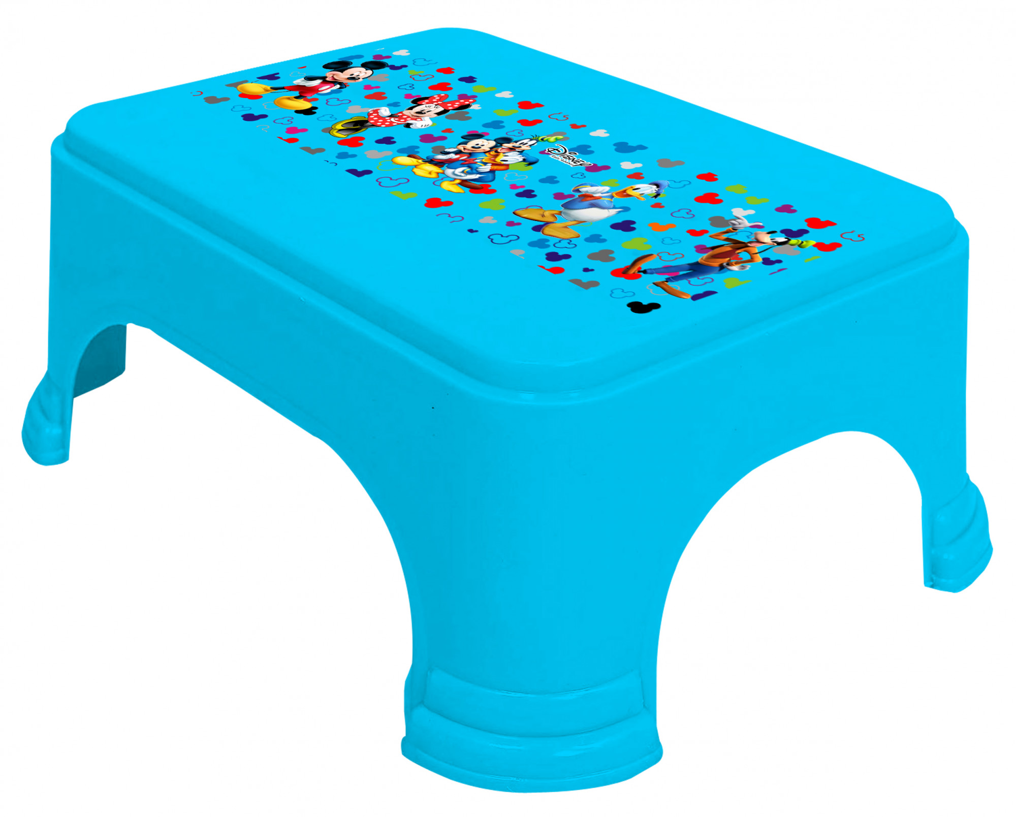 Kuber Industries Disney Team Mickey Print Square Plastic Bathroom Stool (Set of 3, Pink & Cream & Blue) -HS_35_KUBMART17303