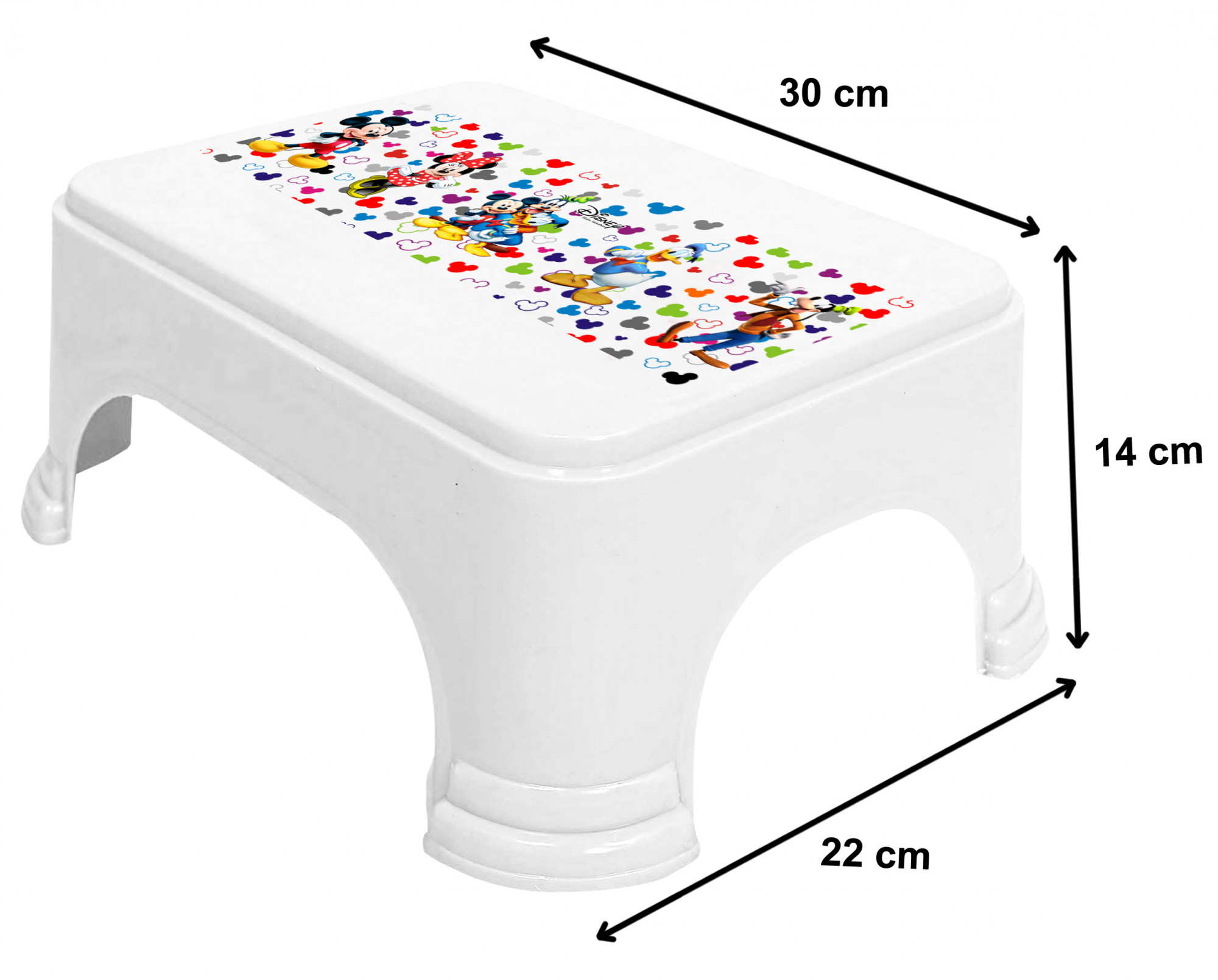 Kuber Industries Disney Team Mickey Print Square Plastic Bathroom Stool (White) -HS_35_KUBMART17277