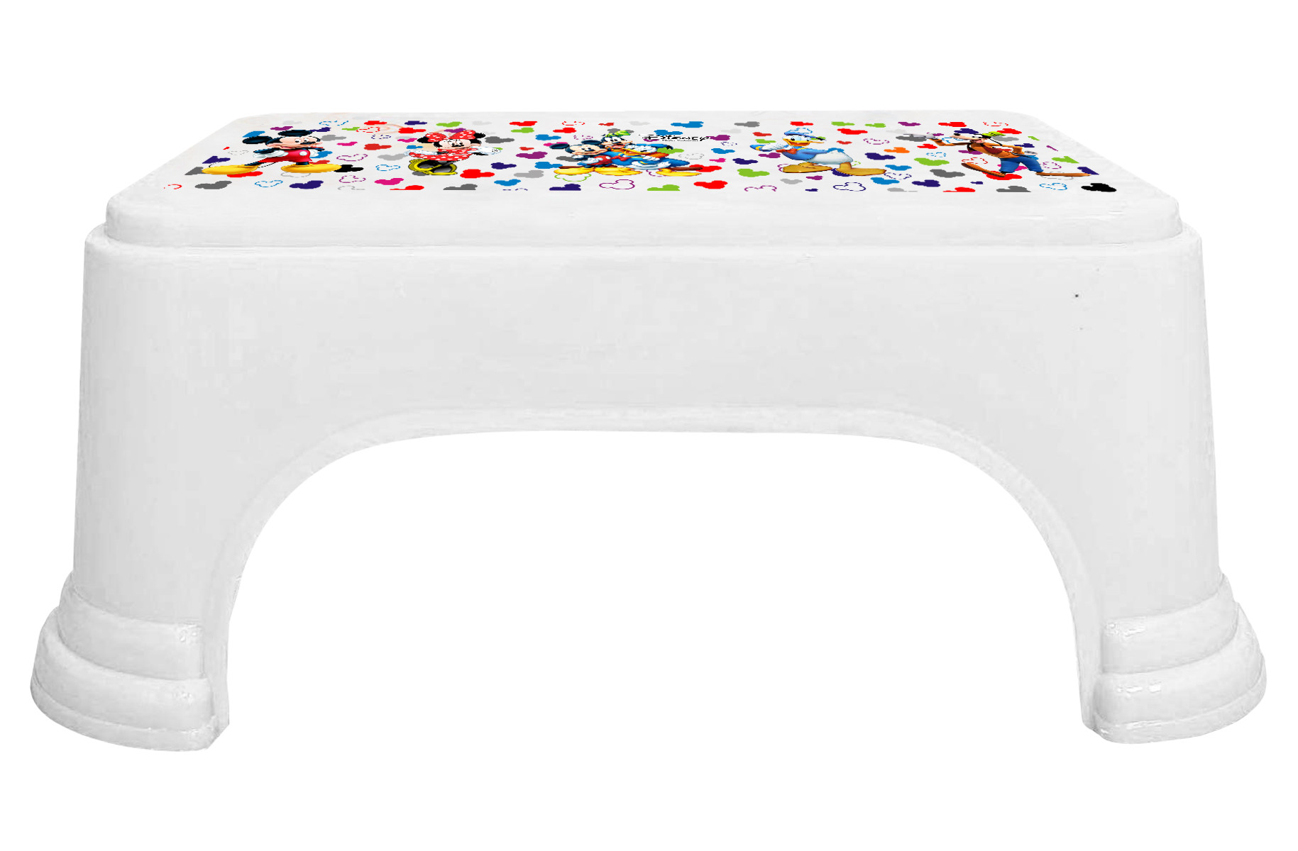 Kuber Industries Disney Team Mickey Print Square Plastic Bathroom Stool (White) -HS_35_KUBMART17277