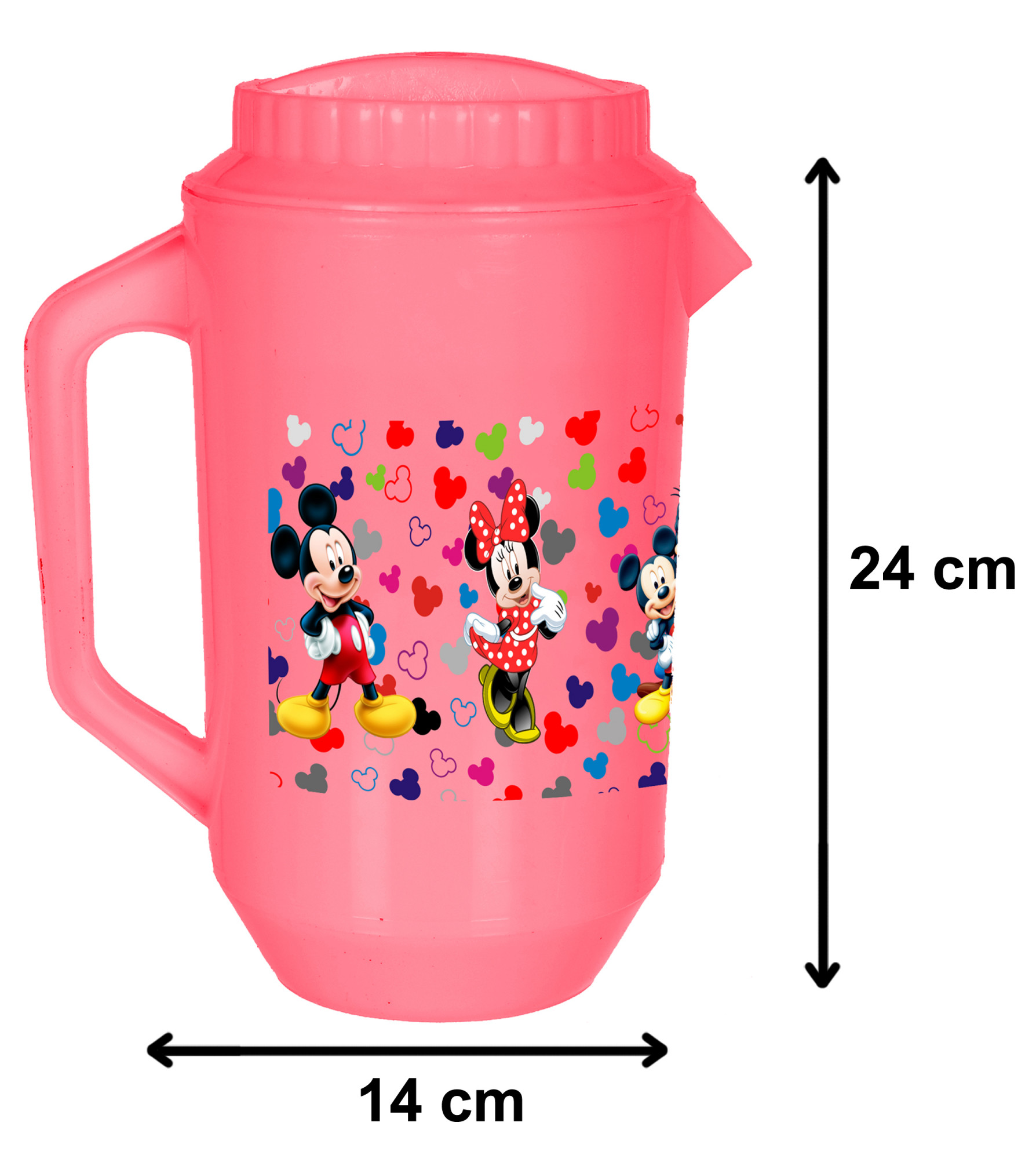 Kuber Industries Disney Team Mickey Print Unbreakable Multipurpose Plastic Water & Juice Jug With Lid,2 Ltr (Pink)