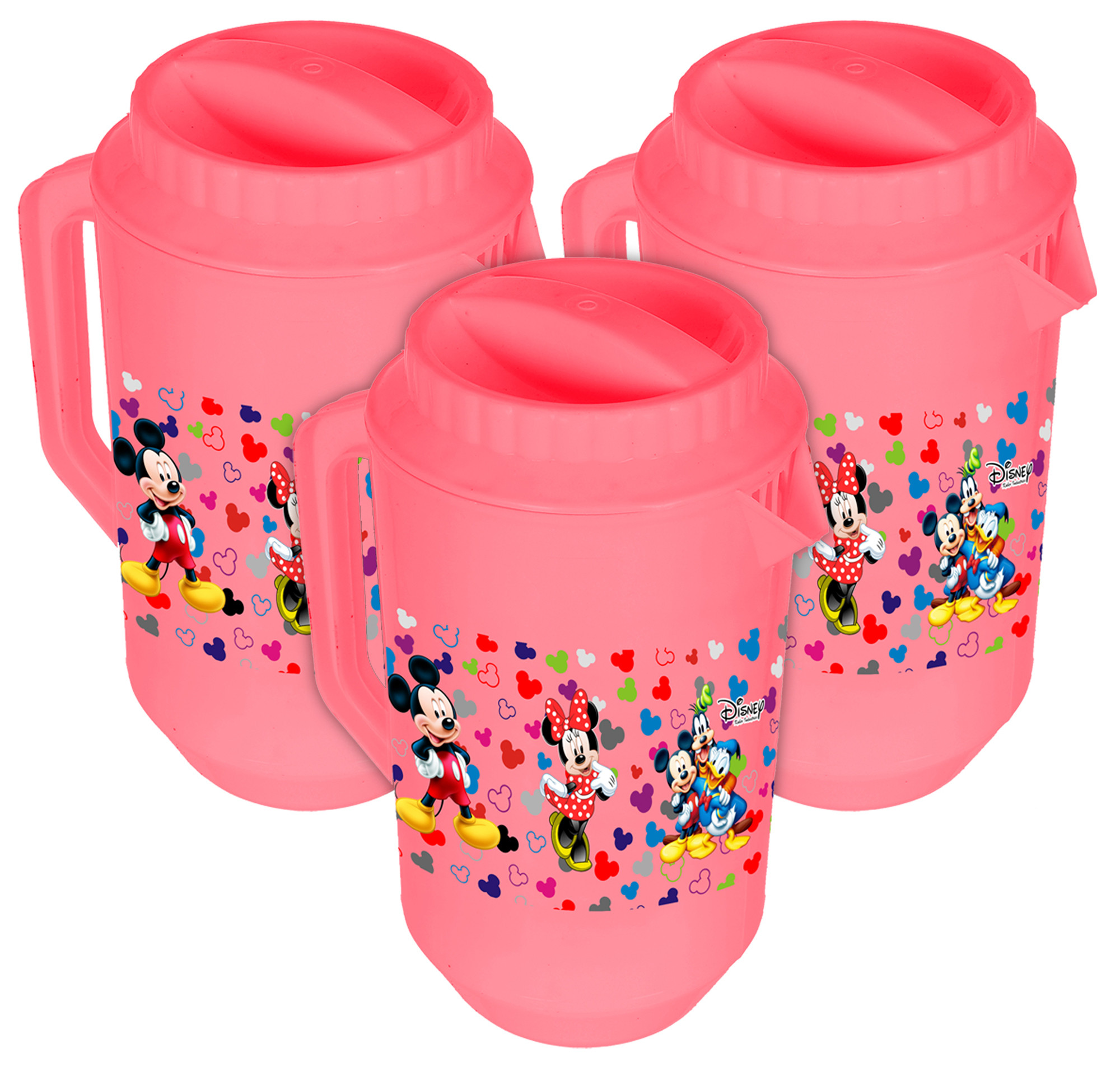 Kuber Industries Disney Team Mickey Print Unbreakable Multipurpose Plastic Water & Juice Jug With Lid,2 Ltr (Pink)