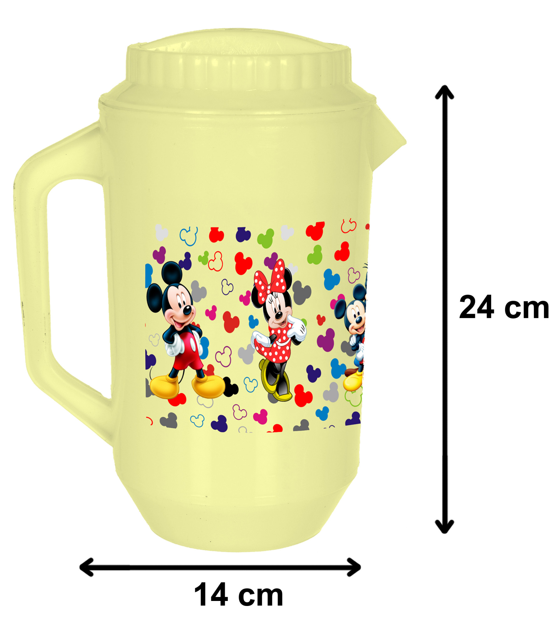 Kuber Industries Disney Team Mickey Print Unbreakable Multipurpose Plastic Water & Juice Jug With Lid,2 Ltr (Cream)