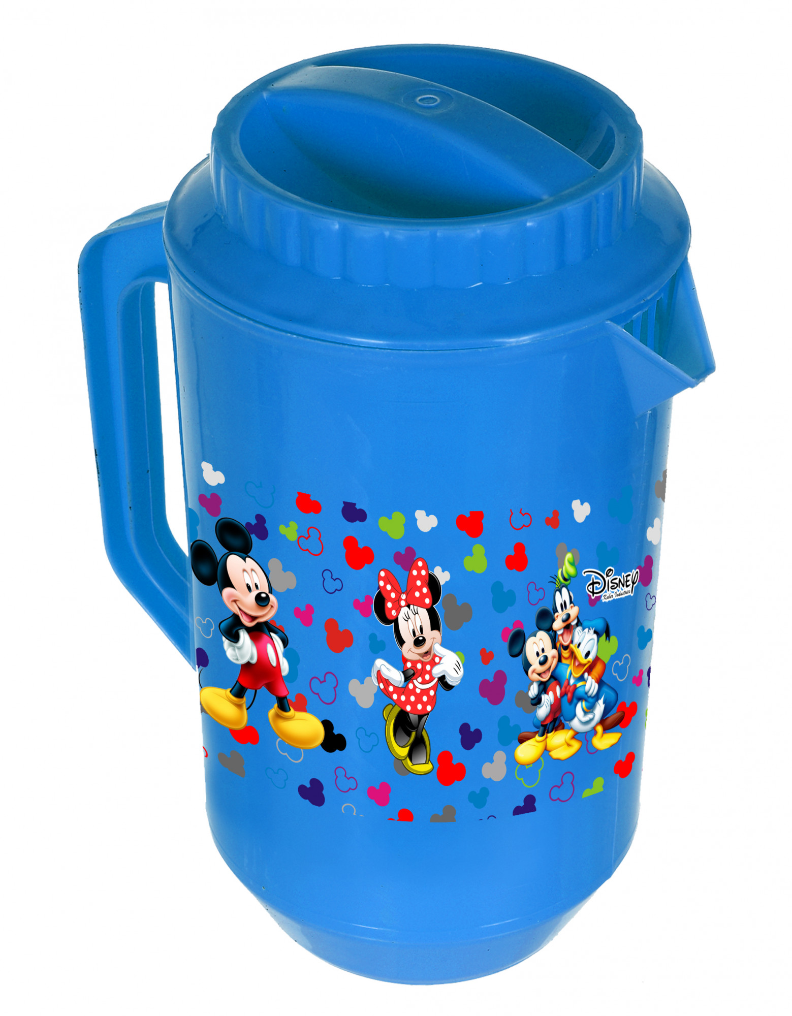 Kuber Industries Disney Team Mickey Print Unbreakable Multipurpose Plastic Water & Juice Jug With Lid,2 Ltr (Blue)