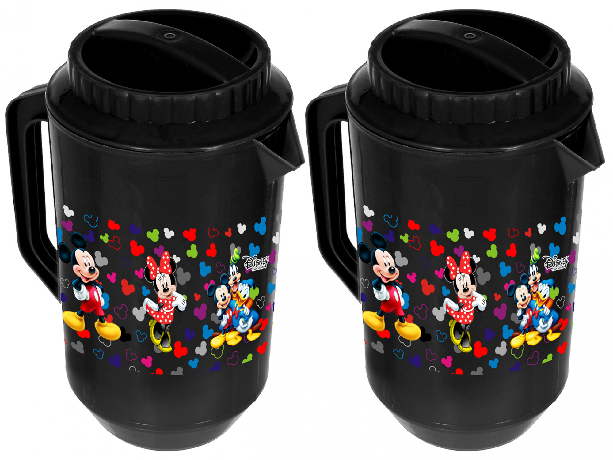 Kuber Industries Disney Team Mickey Print Unbreakable Multipurpose Plastic Water & Juice Jug With Lid,2 Ltr (Black)