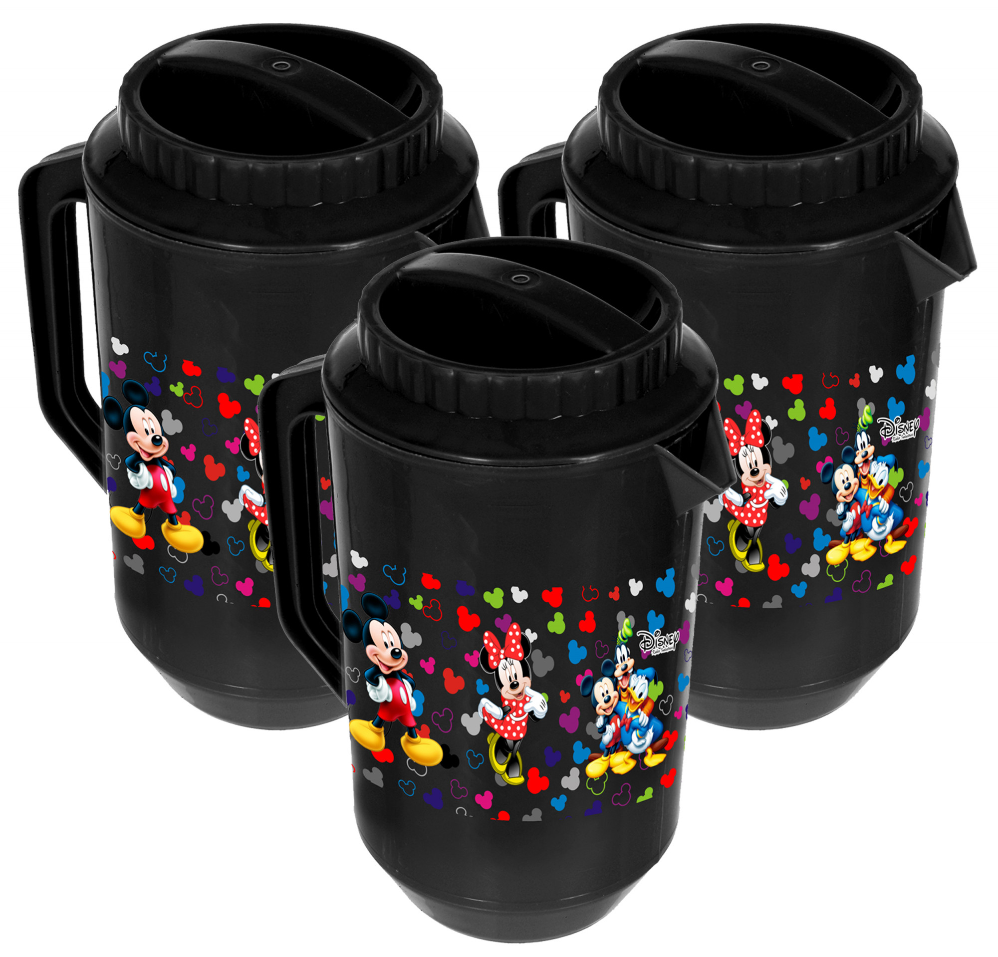 Kuber Industries Disney Team Mickey Print Unbreakable Multipurpose Plastic Water & Juice Jug With Lid,2 Ltr (Black)