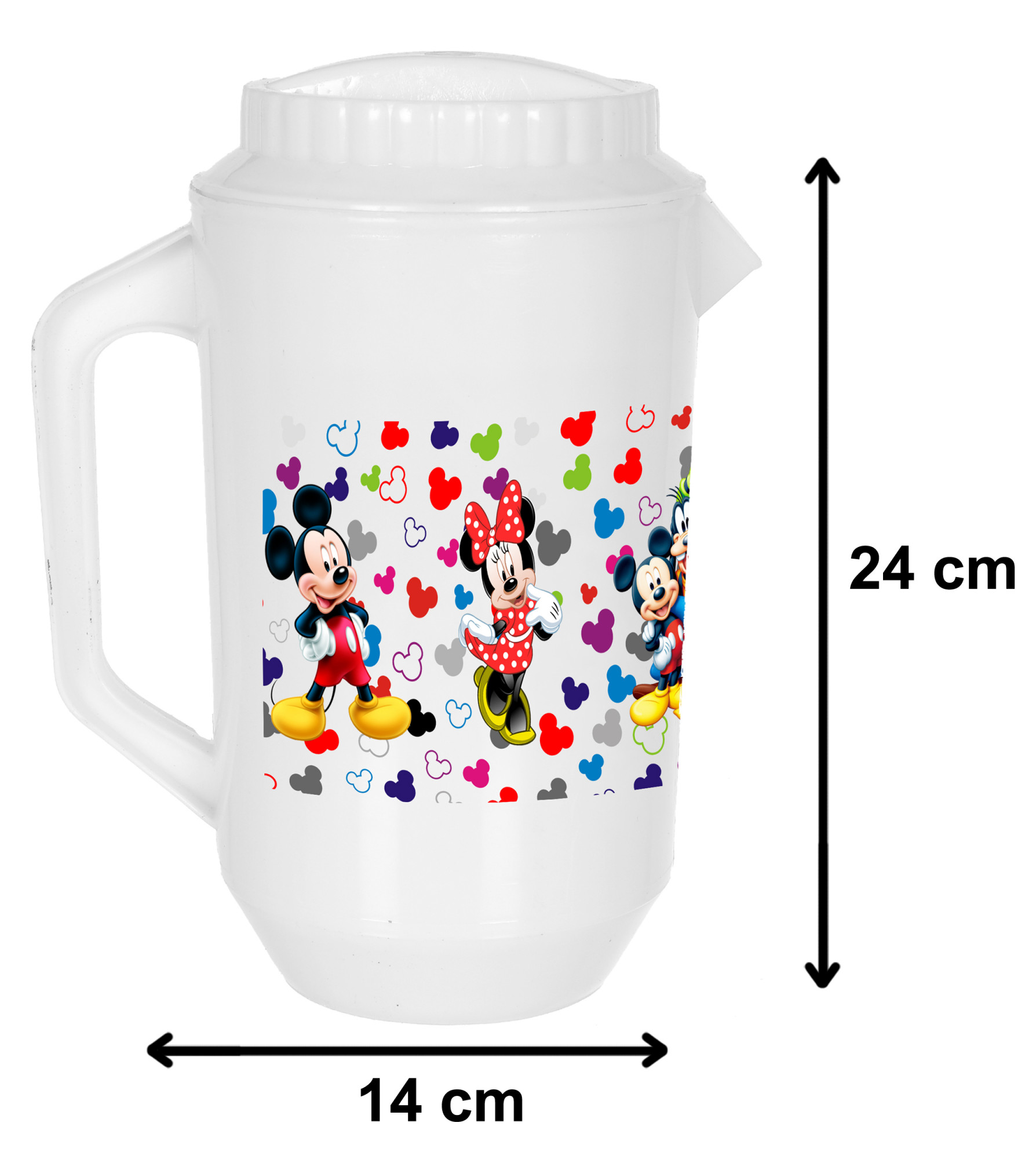 Kuber Industries Disney Team Mickey Print Unbreakable Multipurpose Plastic Water & Juice Jug With Lid,2 Ltr (White)