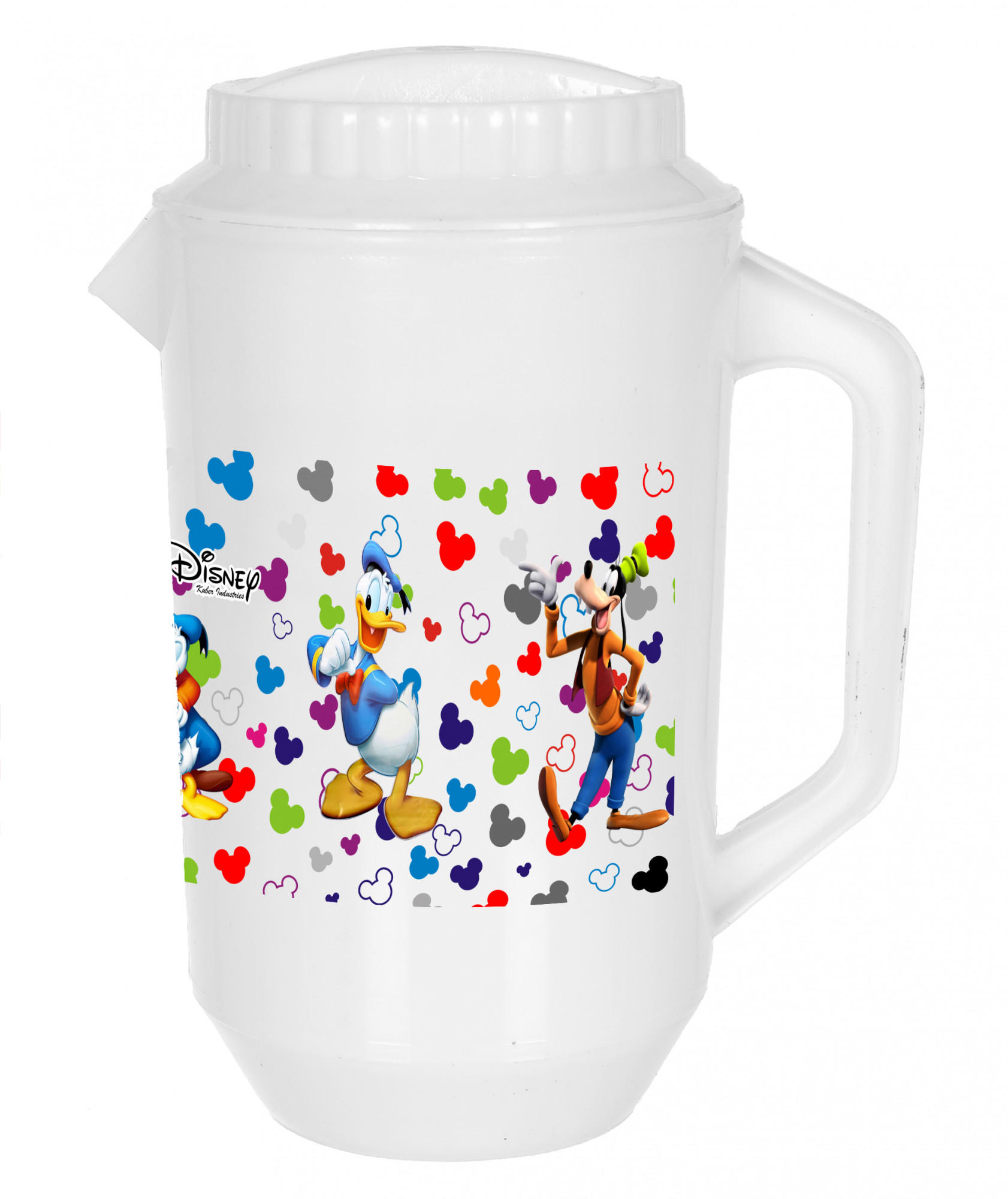 Kuber Industries Disney Team Mickey Print Unbreakable Multipurpose Plastic Water & Juice Jug With Lid,2 Ltr (White)