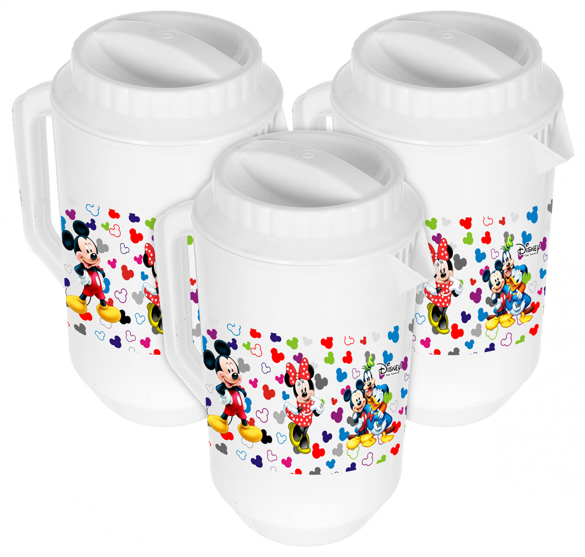 Kuber Industries Disney Team Mickey Print Unbreakable Multipurpose Plastic Water & Juice Jug With Lid,2 Ltr (White)