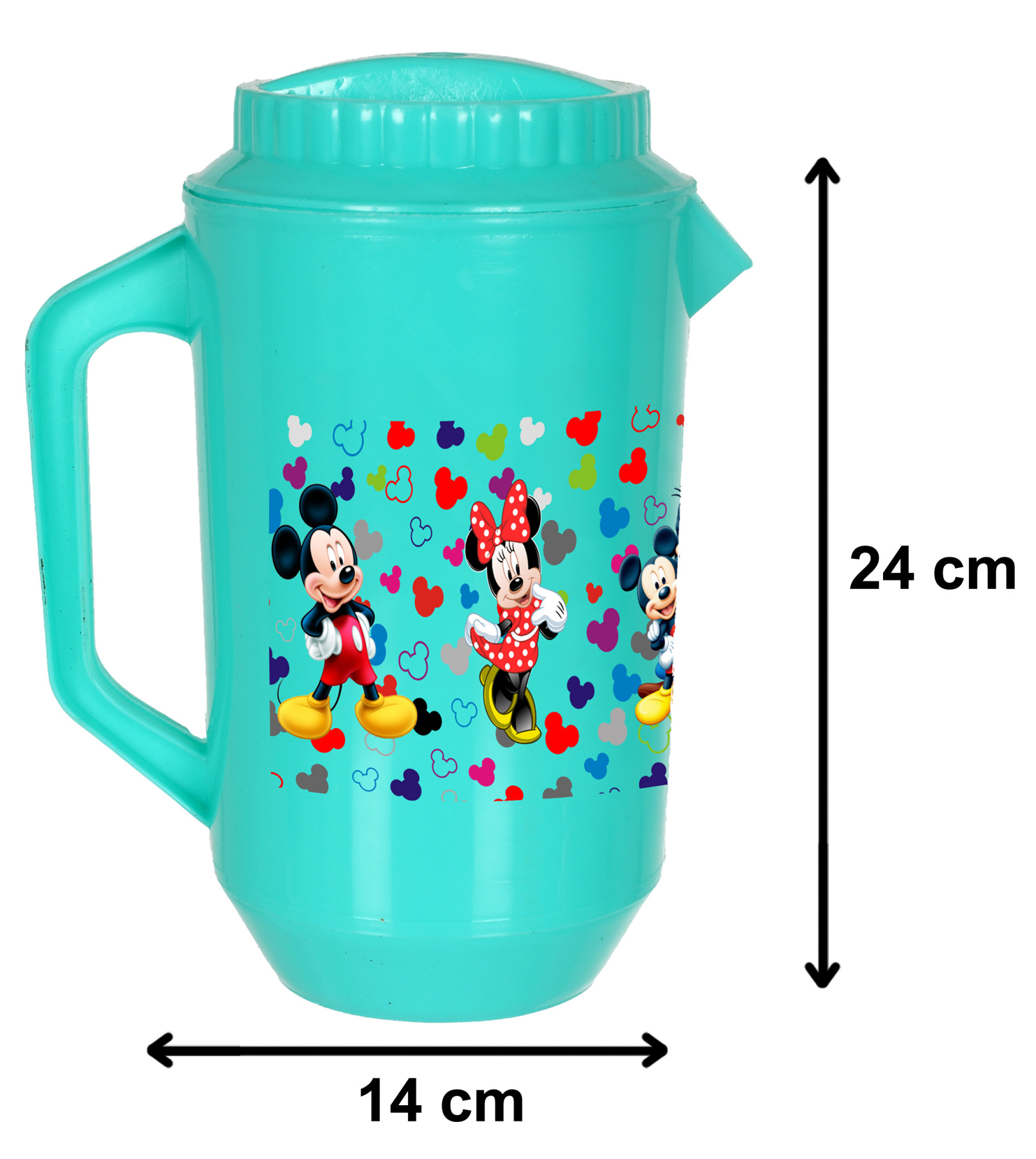 Kuber Industries Disney Team Mickey Print Unbreakable Multipurpose Plastic Water & Juice Jug With Lid,2 Ltr (Green)