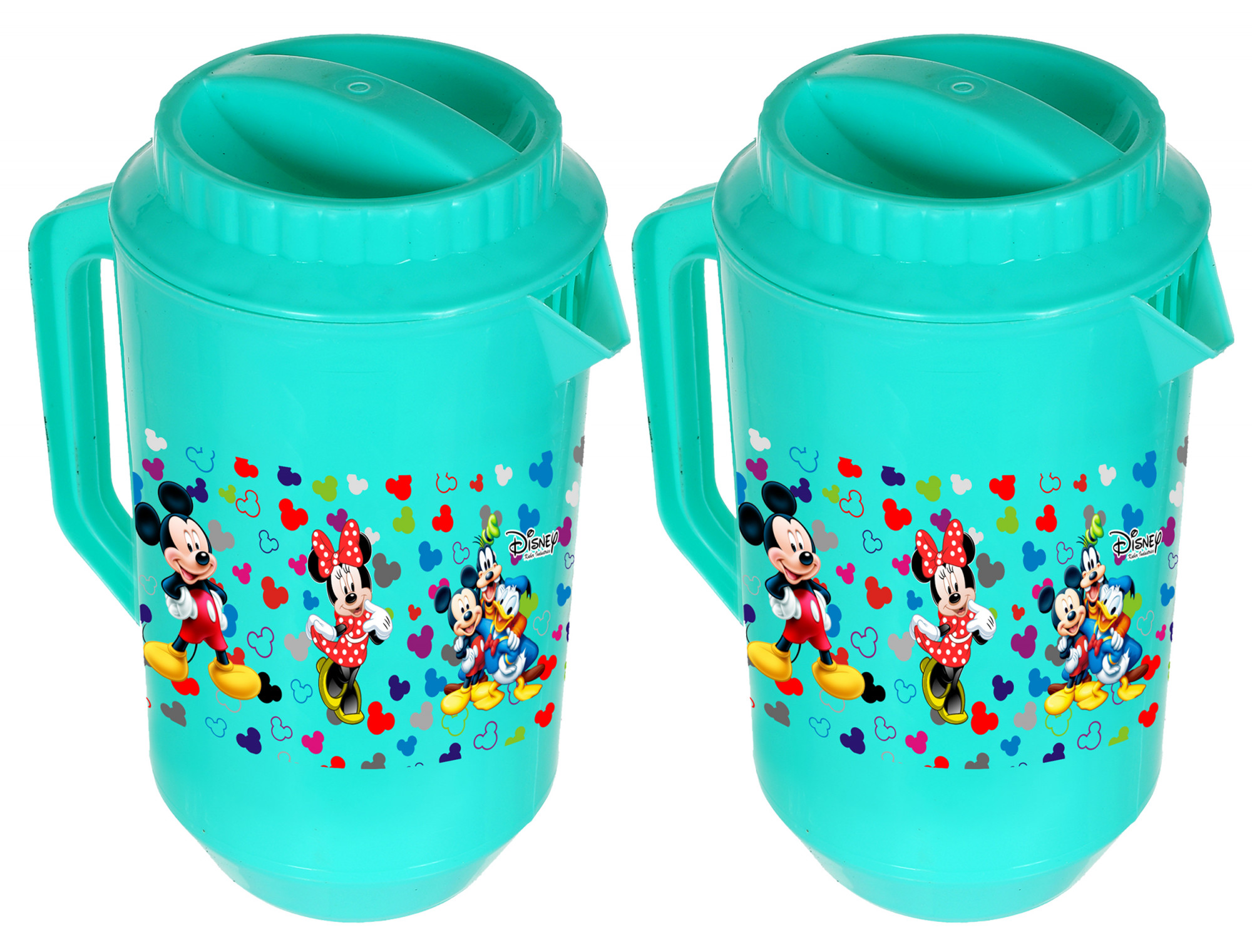Kuber Industries Disney Team Mickey Print Unbreakable Multipurpose Plastic Water & Juice Jug With Lid,2 Ltr (Green)
